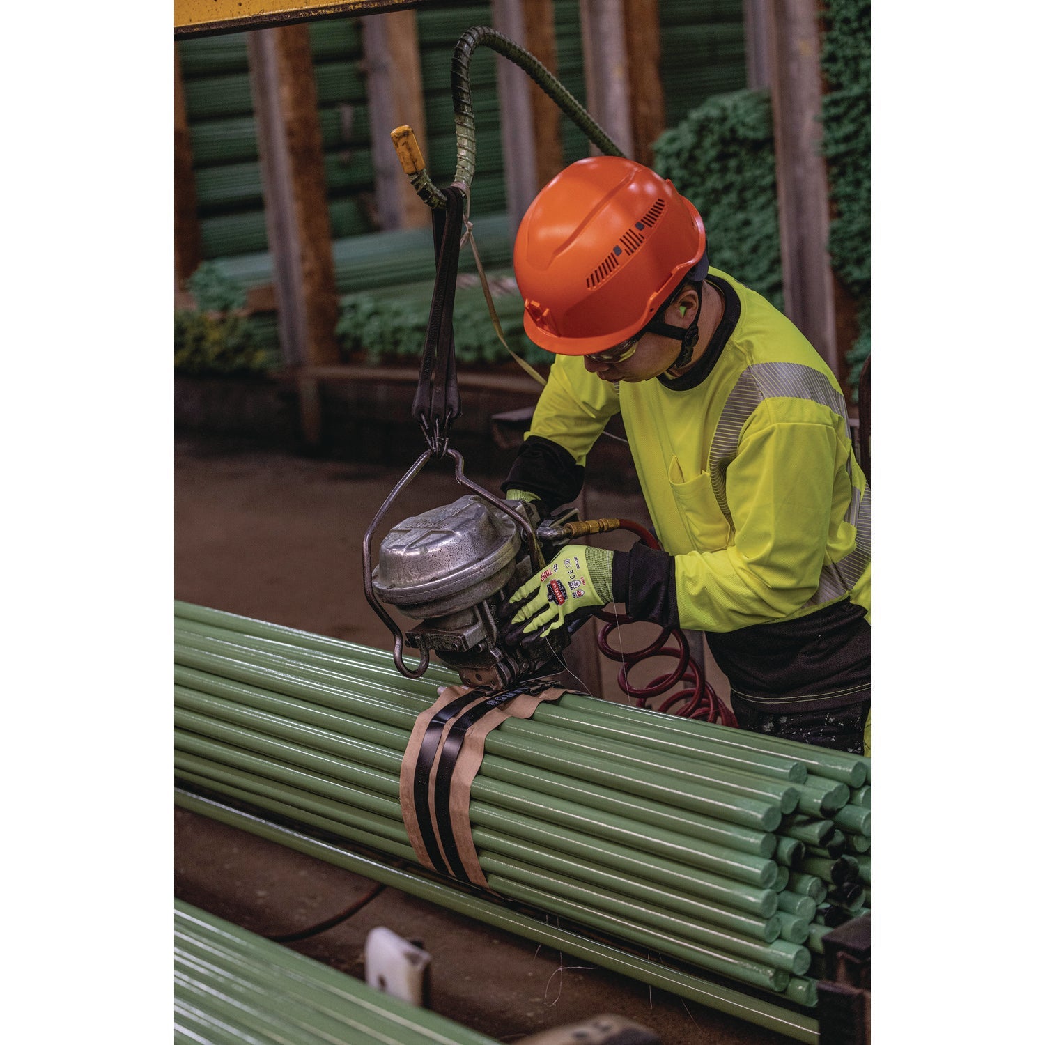 ergodyne® GloWear 8281BK Class 2 Long Sleeve Shirt with Black Bottom, 5X-Large Long, Lime