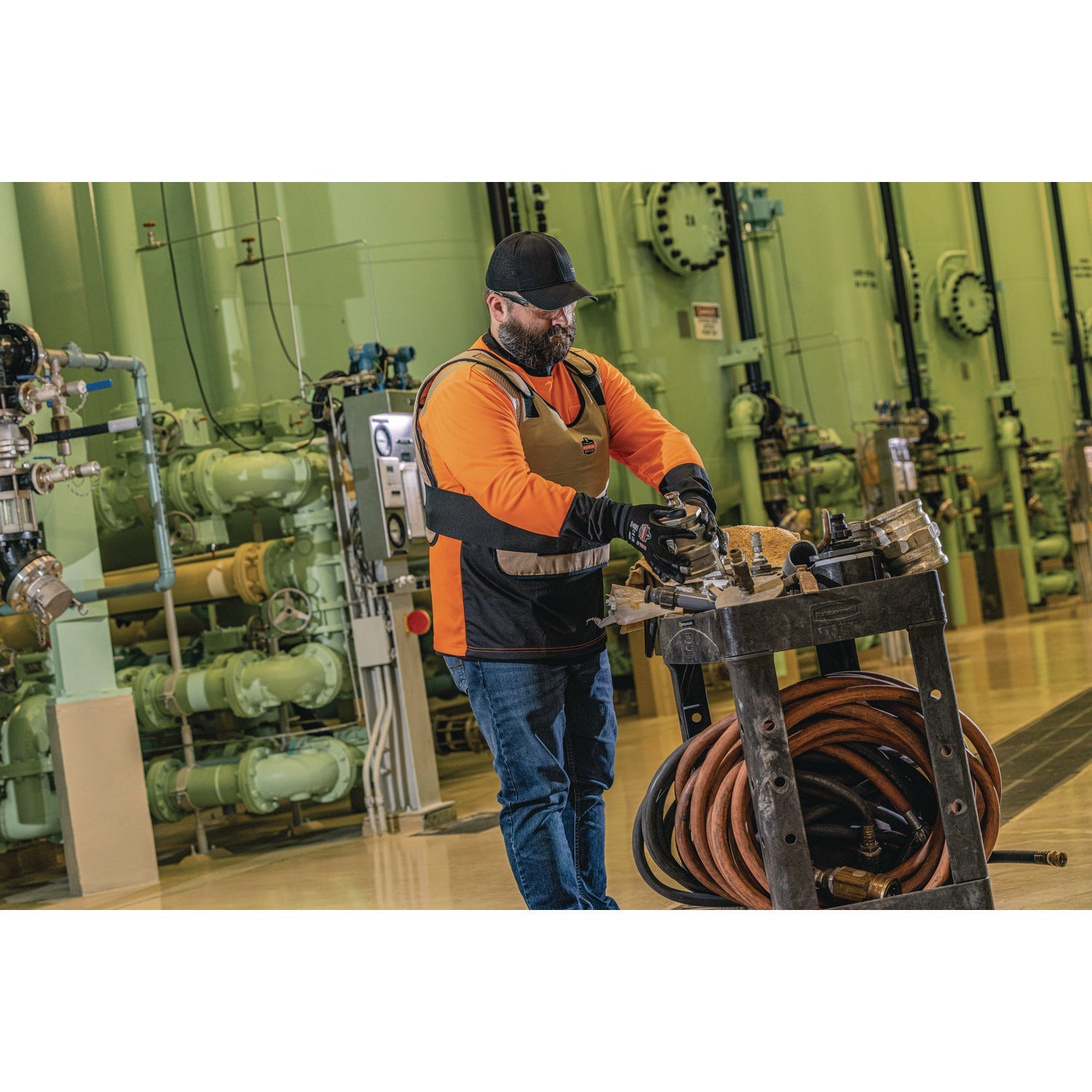 ergodyne® GloWear 8281BK Class 2 Long Sleeve Shirt with Black Bottom, 9X-Large Long, Orange