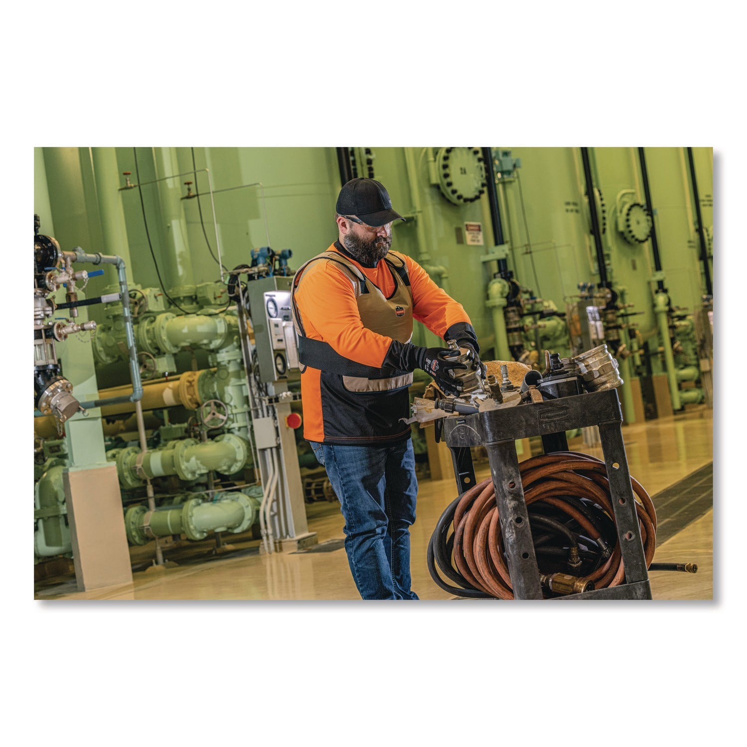 ergodyne® GloWear 8281BK Class 2 Long Sleeve Shirt with Black Bottom, 10X-Large Long, Orange