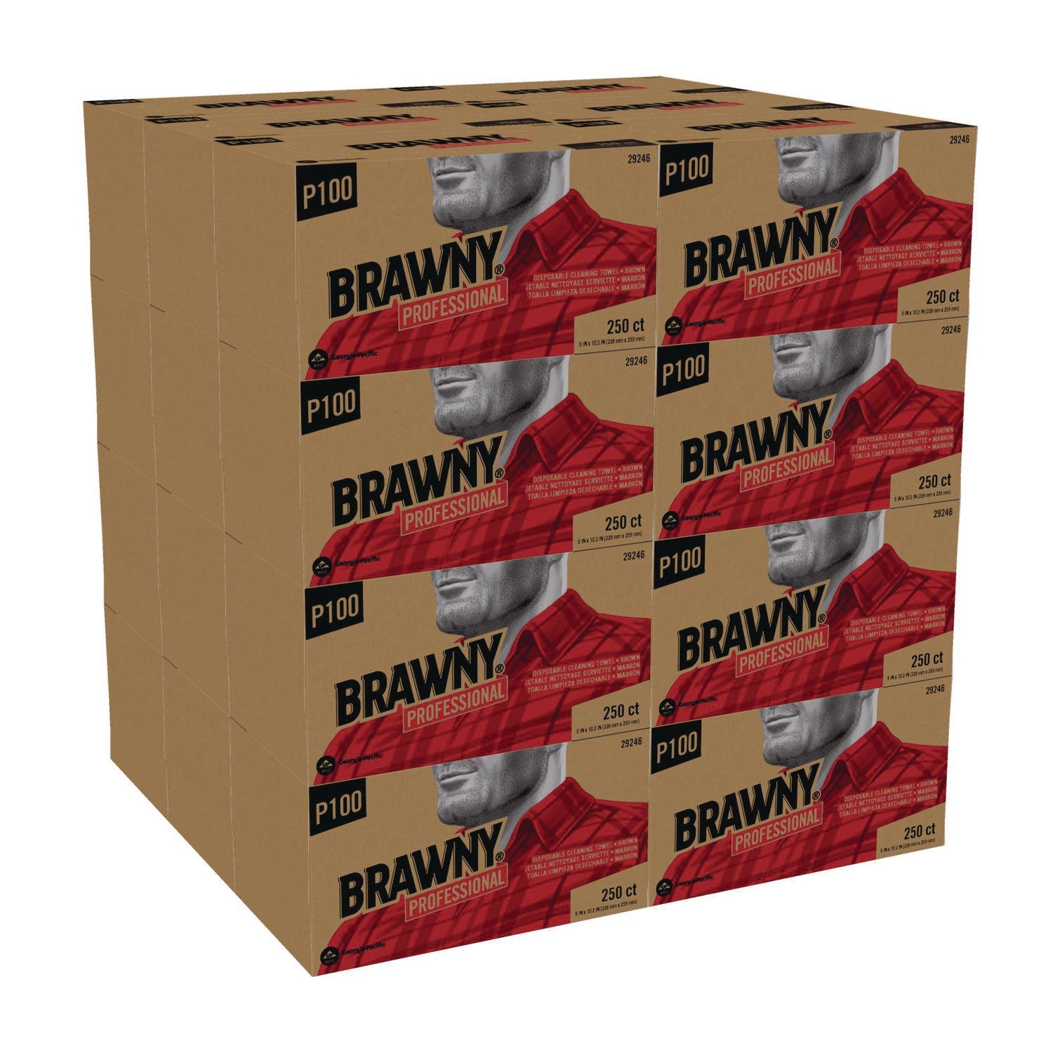 Brawny® Professional All Purpose Wipers, 1-Ply, 9 x 10.25, Brown, 250 Wipers/Box, 24 Boxes/Carton - Bloom Skins
