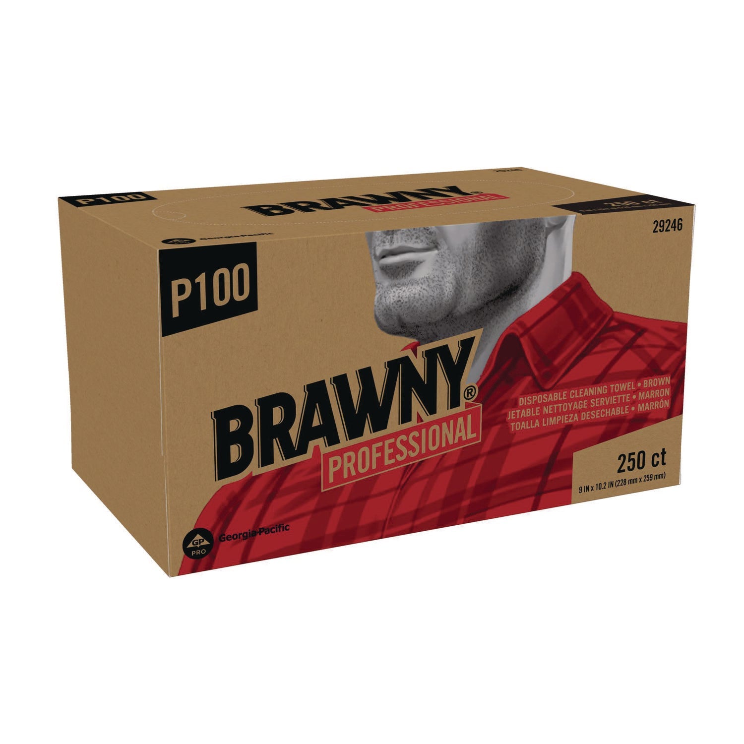 Brawny® Professional All Purpose Wipers, 1-Ply, 9 x 10.25, Brown, 250 Wipers/Box, 24 Boxes/Carton - Bloom Skins
