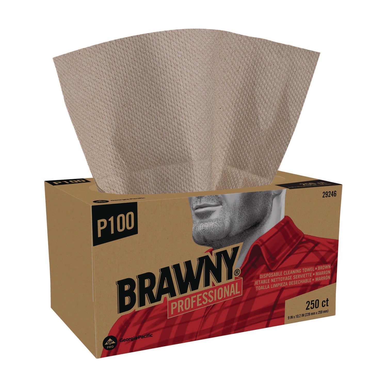 Brawny® Professional All Purpose Wipers, 1-Ply, 9 x 10.25, Brown, 250 Wipers/Box, 24 Boxes/Carton - Bloom Skins