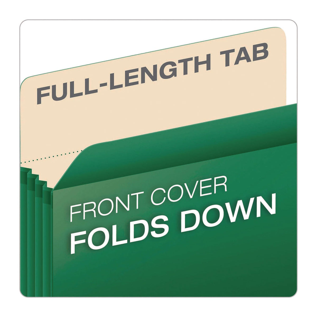 Pendaflex® Reinforced File Pocket, 5.25" Expansion, Letter Size, Green, 10/Box
