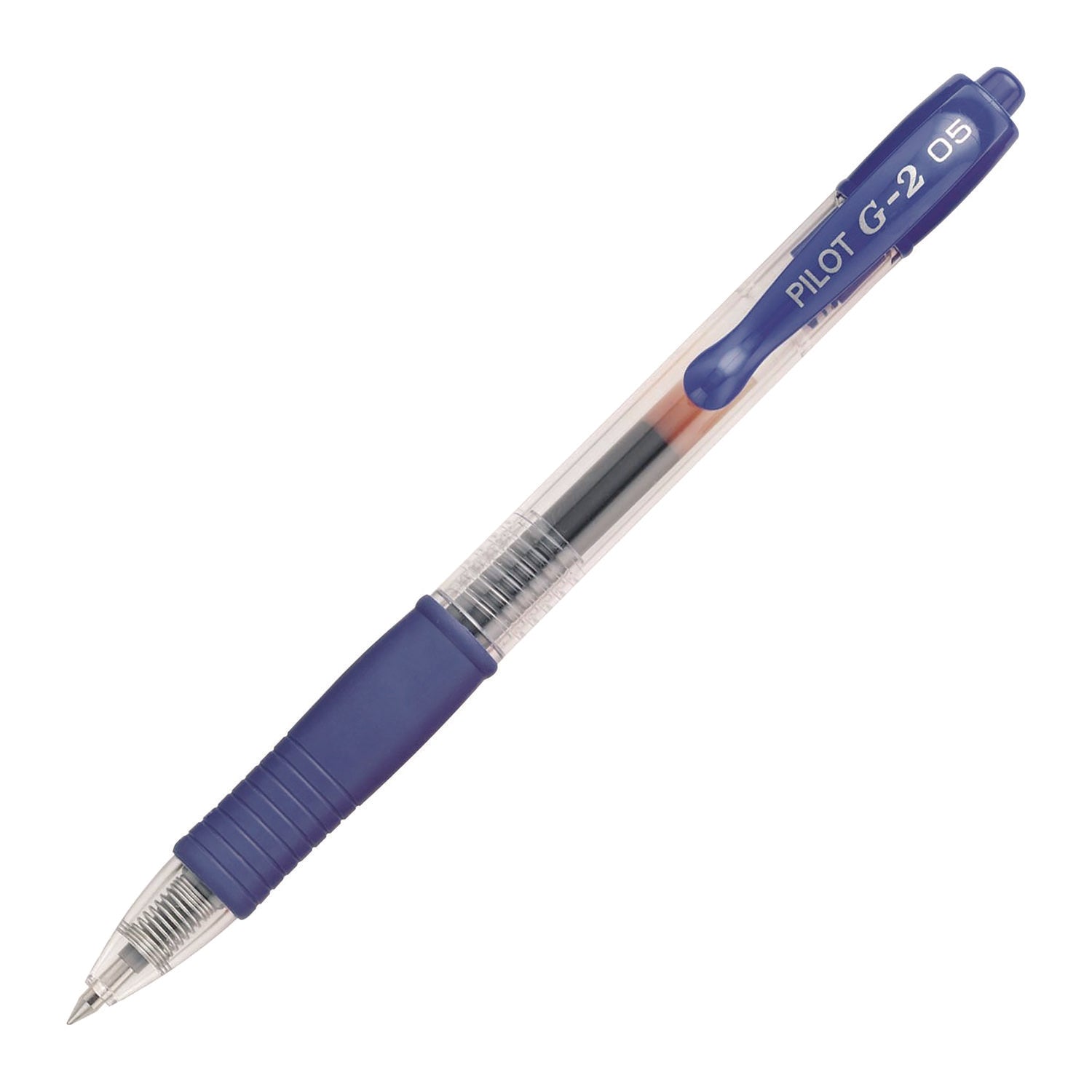 Pilot® G2 Premium Gel Pen, Retractable, Extra-Fine 0.5 mm, Blue Ink, Smoke/Blue Barrel, 5/Pack