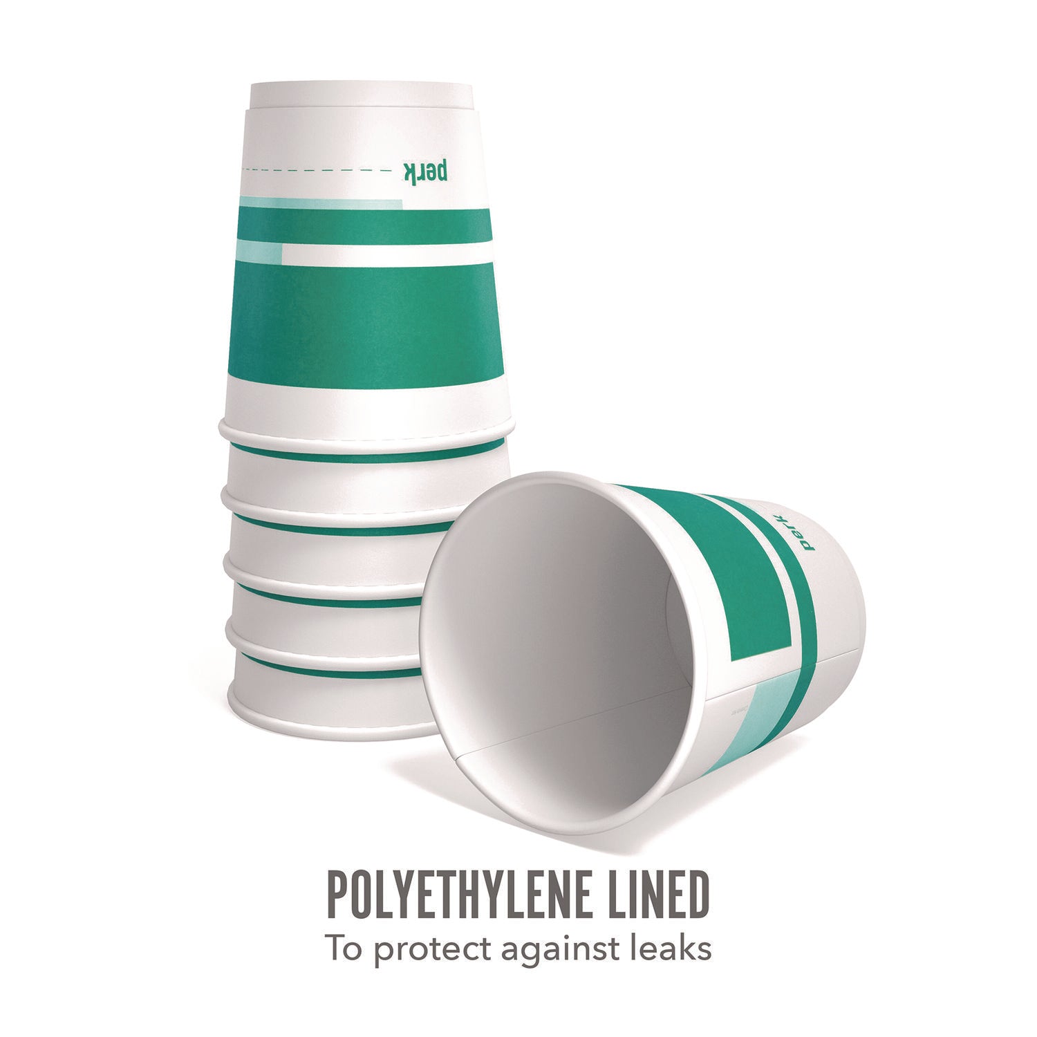 Perk™ Insulated Paper Cup, 10 oz, White/Teal, 40/Pack