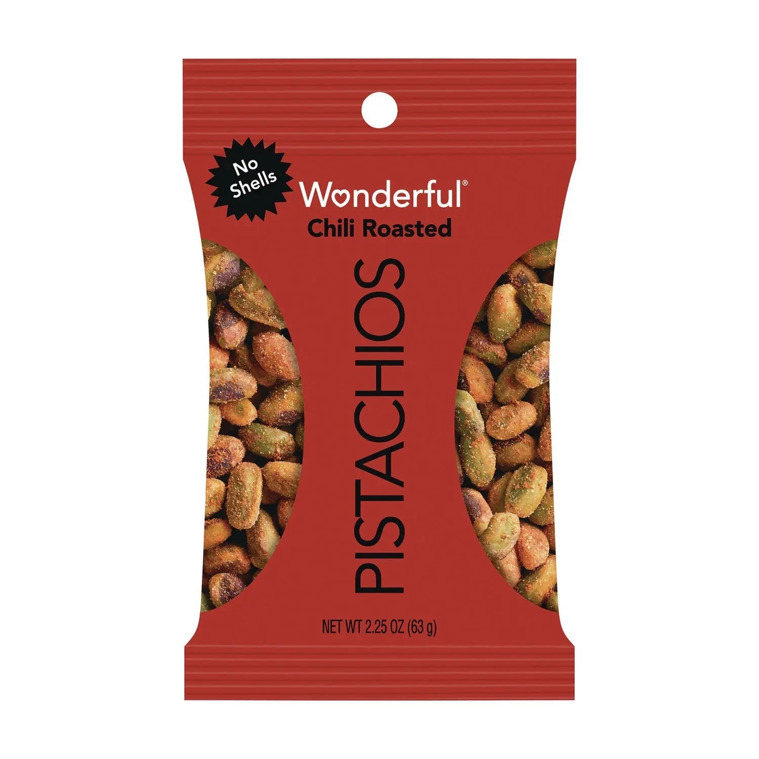 Wonderful® No Shells, Chili Roasted Pistachios, 2.25 oz Packet, 8 Packets/Box, 3 Boxes/Carton