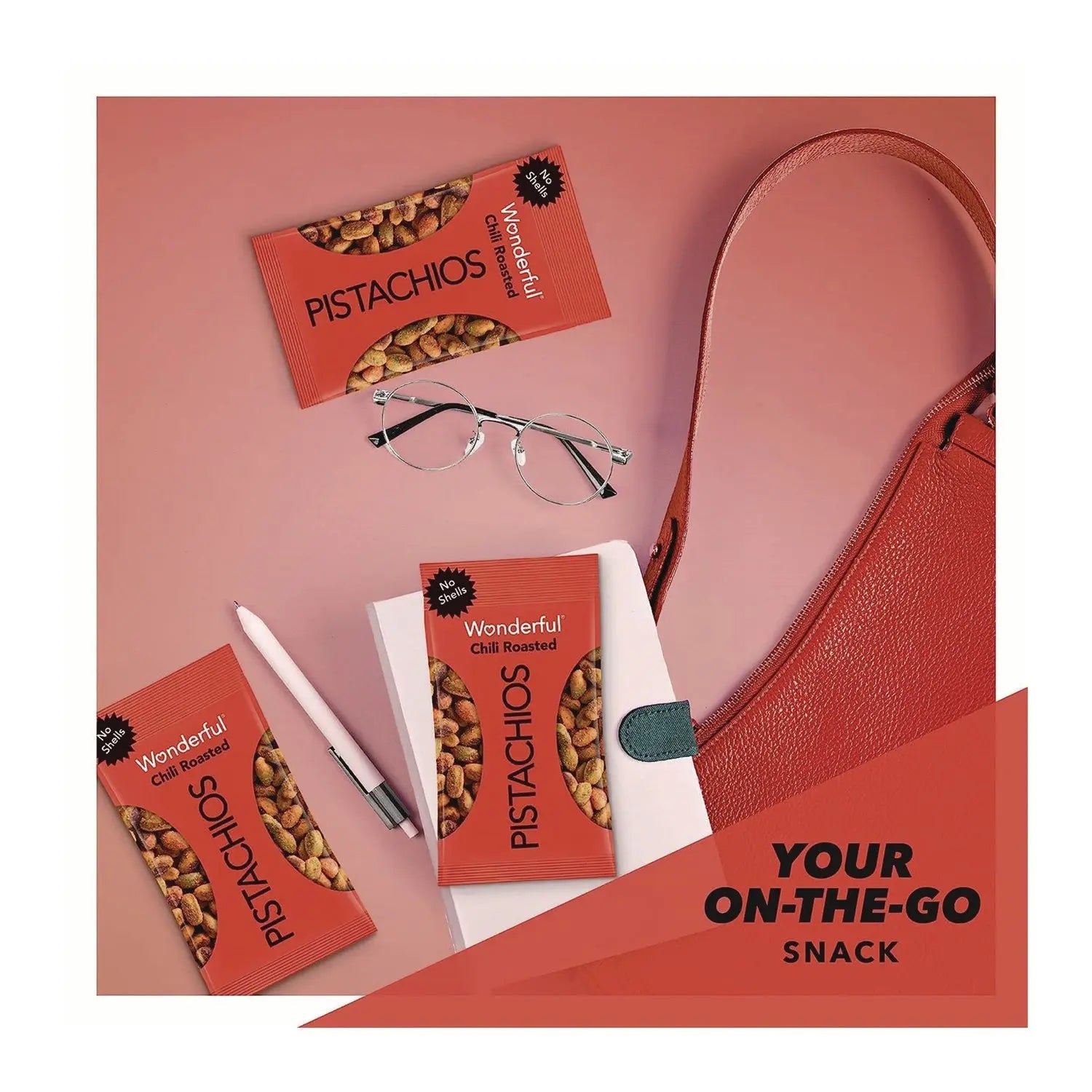 Wonderful® No Shells, Chili Roasted Pistachios, 2.25 oz Packet, 8 Packets/Box, 3 Boxes/Carton