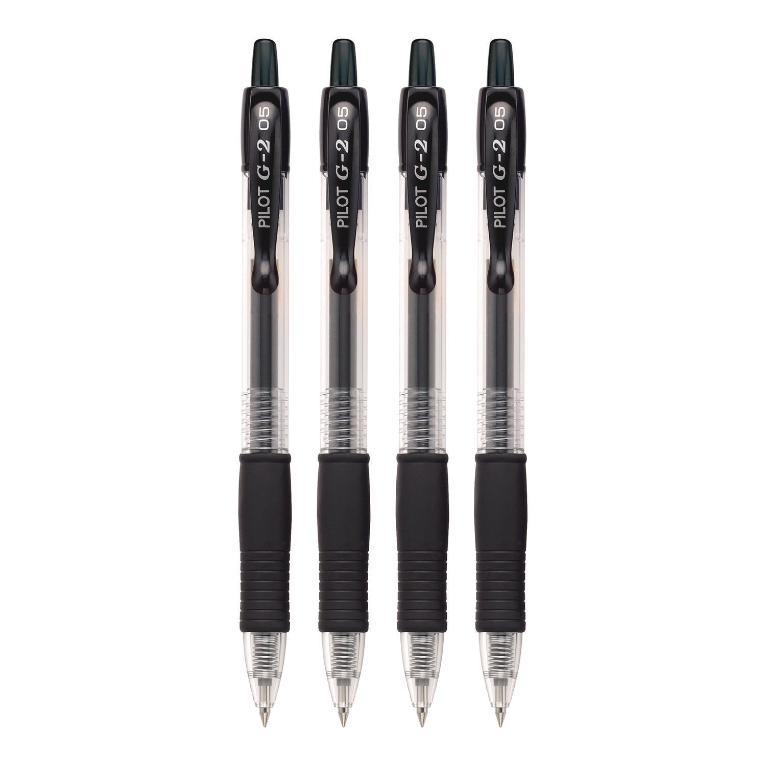 Pilot® G2 Premium Gel Pen, Retractable, Extra-Fine 0.5 mm, Black Ink, Smoke/Black Barrel, 4/Pack