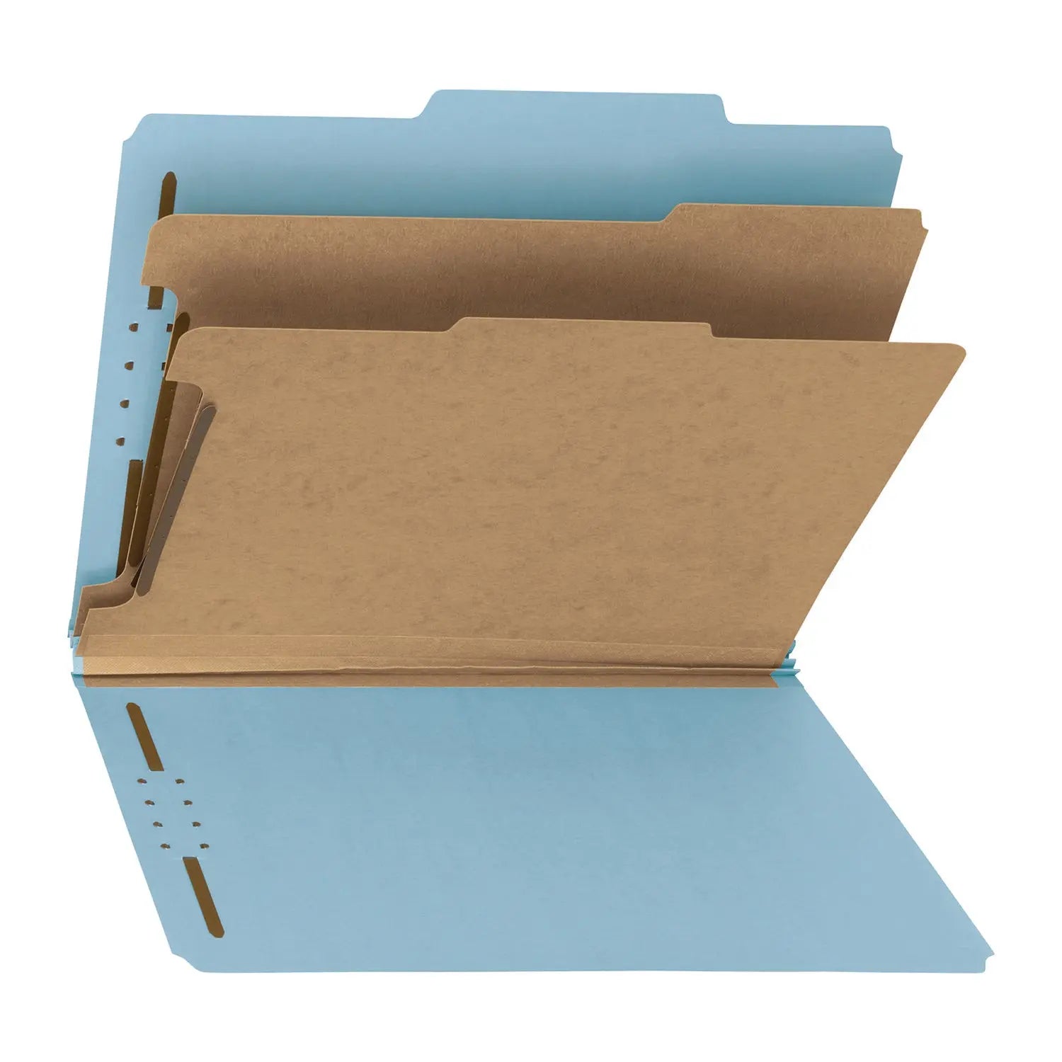 Smead Recycled Pressboard Classification Folders, 2" Expansion, 2 Dividers, 4 Fasteners, Letter Size, Blue Exterior, 10/Box
