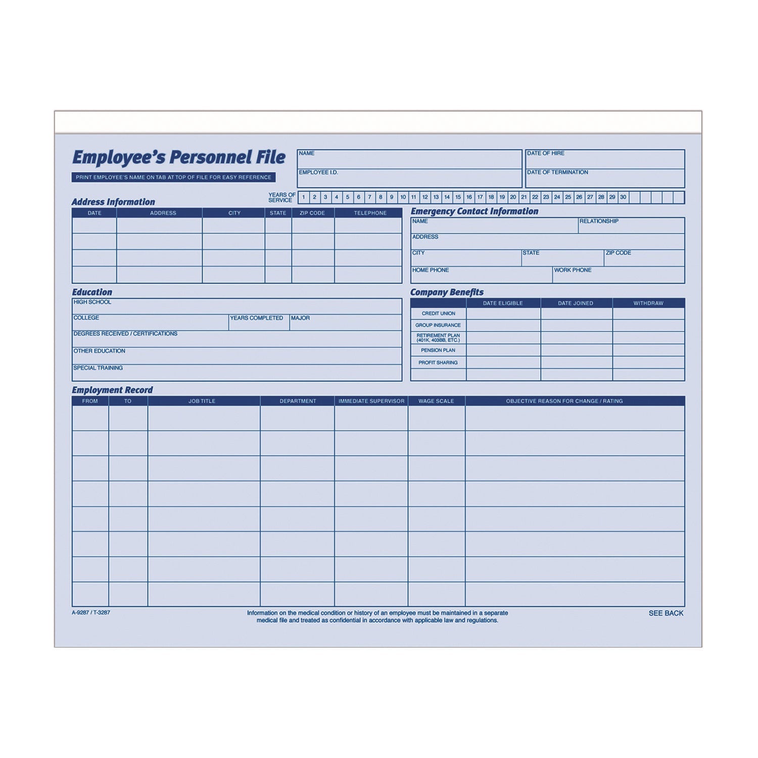 Adams Employee Personnel File Jacket | 20/Pack