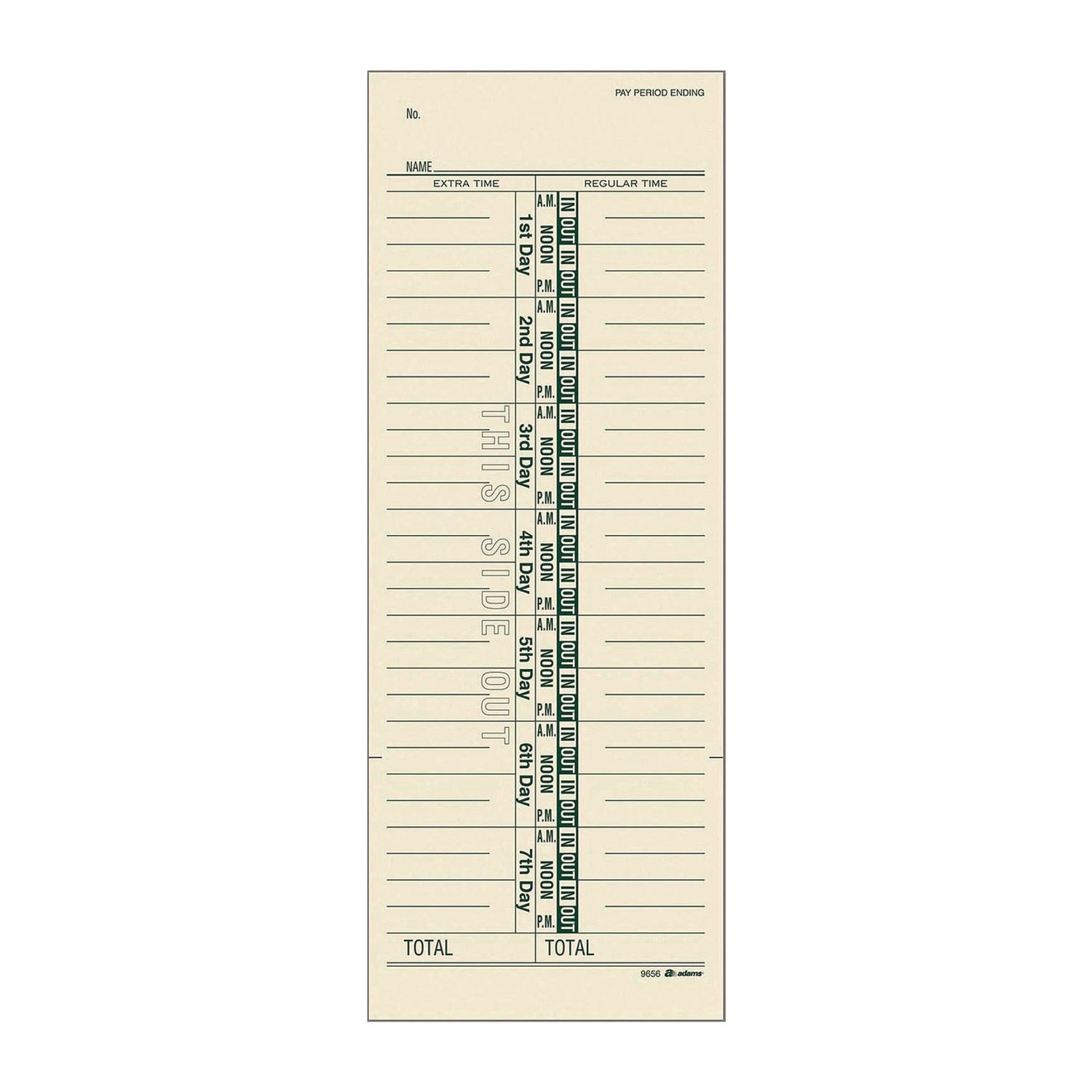 Adams® Time Cards for Acroprint, Amano and Lathem Time Clocks, One-Sided, 3.38" x 9", 200/Pack