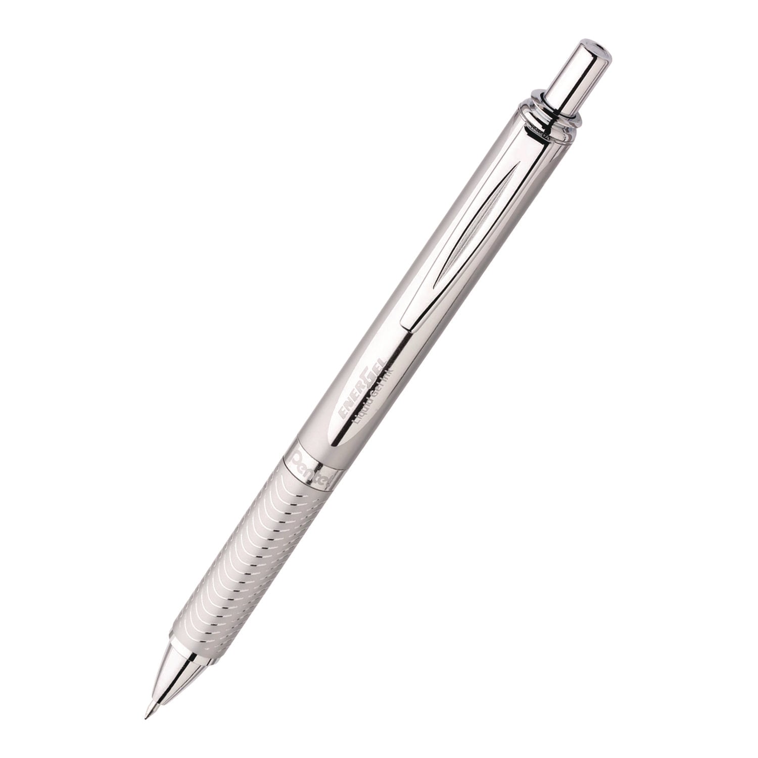 Pentel® EnerGel Alloy RT Gel Pen, Retractable, Medium 0.7 mm, Black Ink, Polished Aluminum Barrel