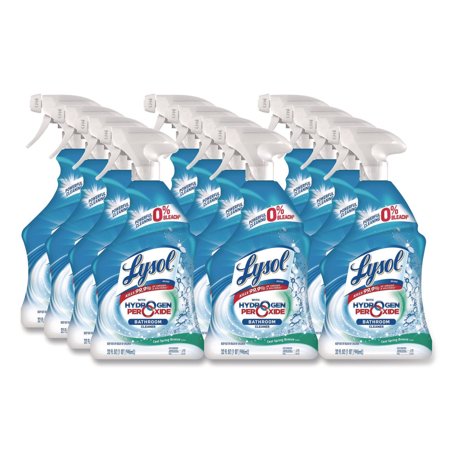 LYSOL® Brand Bathroom Cleaner with Hydrogen Peroxide, Cool Spring Breeze, 32 oz Trigger Spray Bottle, 12/Carton