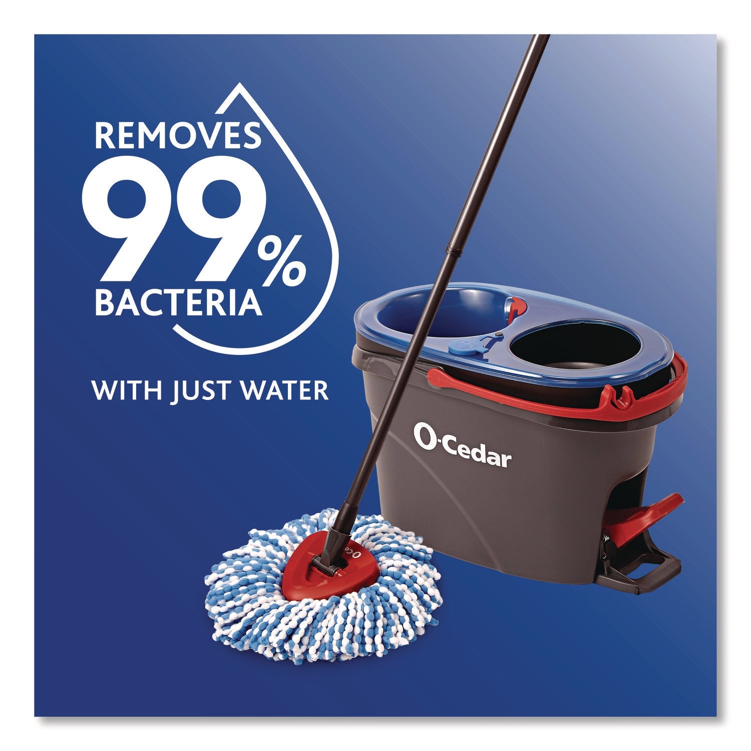 O-Cedar® Rinse Clean Refill, Microfiber, Custom Size for Rinse Clean Mop Systems, Blue/White, 2/Pack