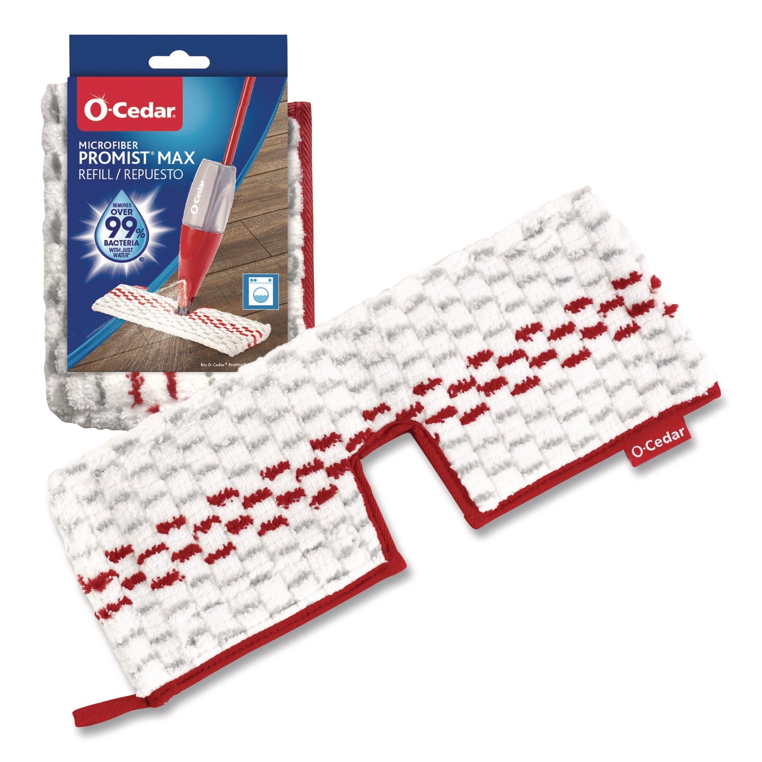 O-Cedar® ProMist MAX Refill, Microfiber, Custom Size for ProMist Mop System, Red/White/Gray