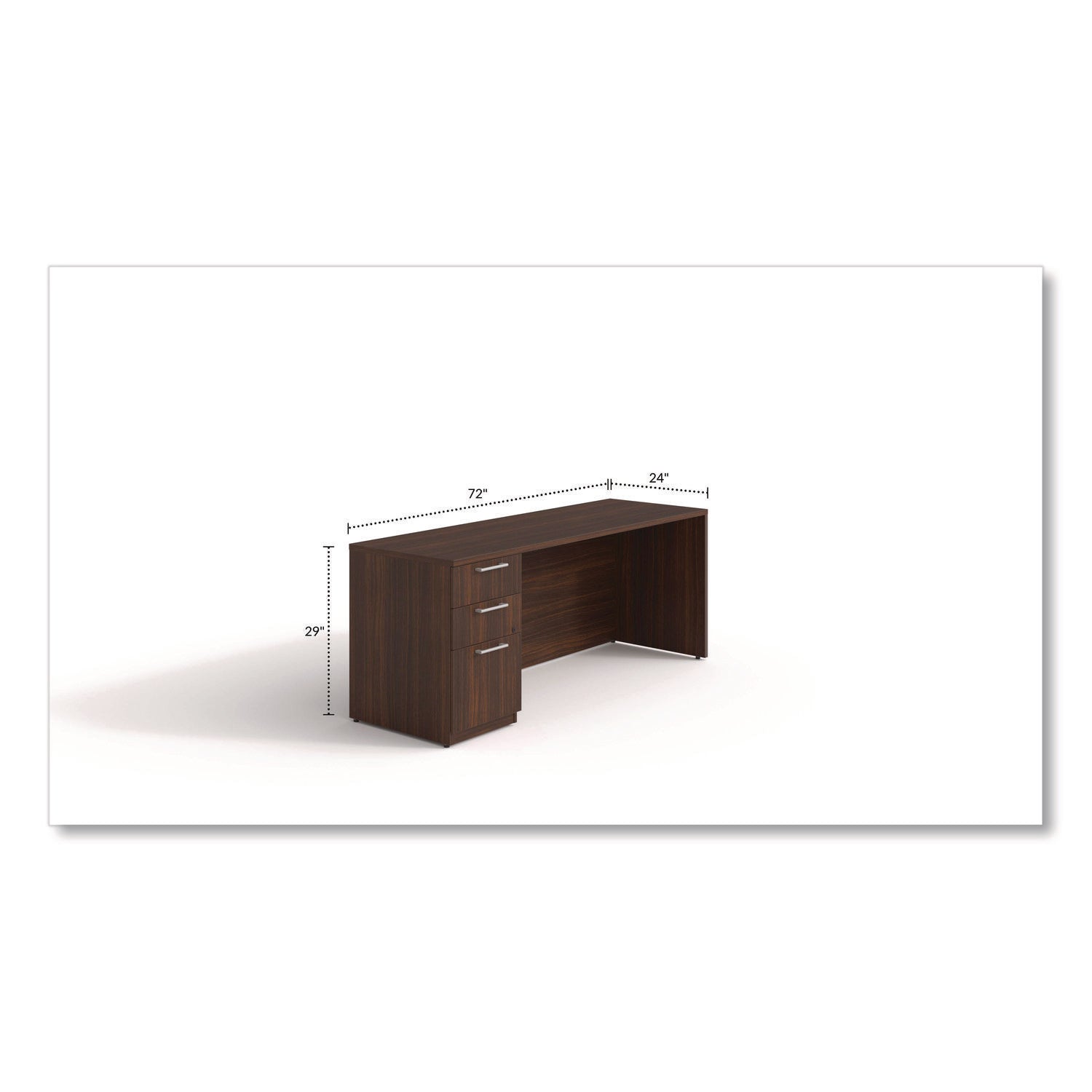 Alera® Alera Seville Series Credenza with Pedestal, Left Pedestal, 72w x 24d x 29h, Mahogany