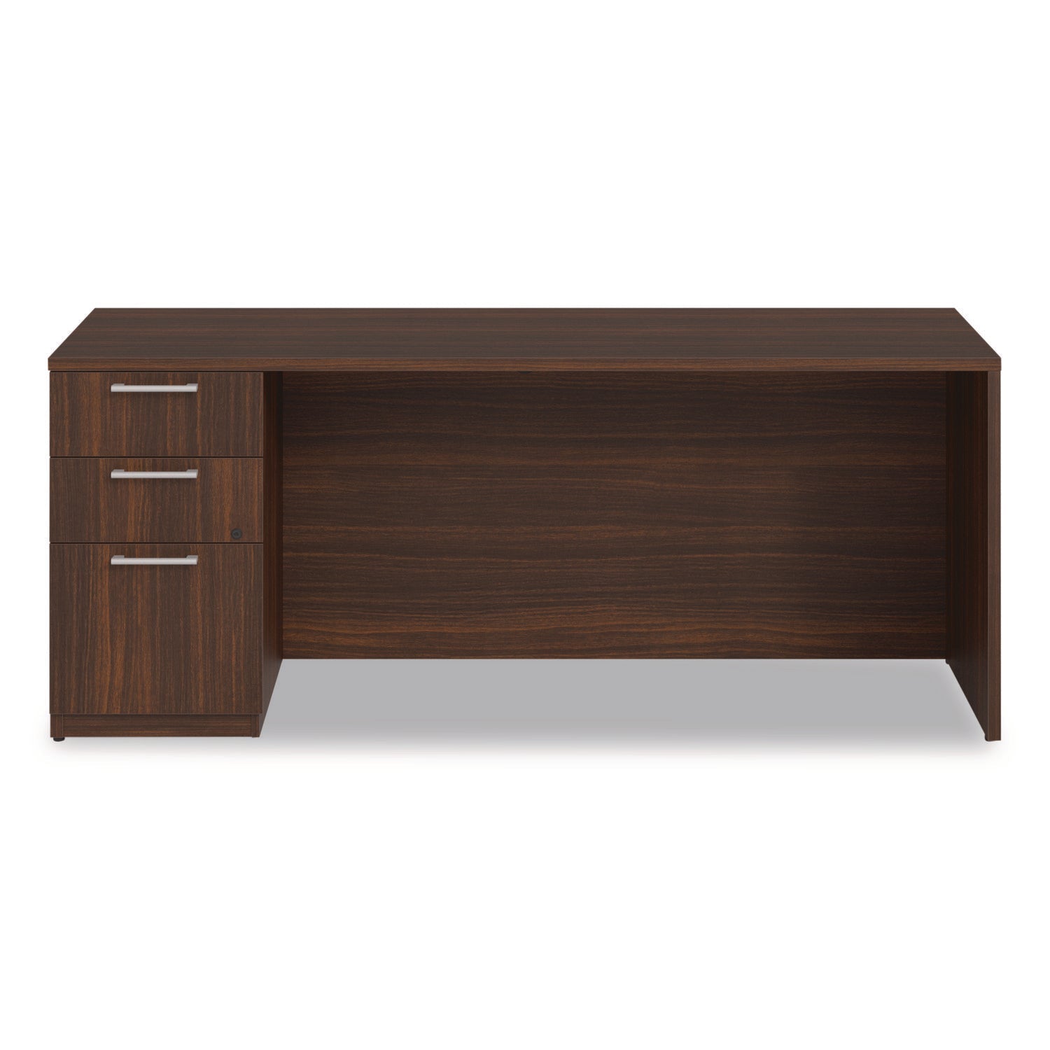 Alera® Alera Seville Series Credenza with Pedestal, Left Pedestal, 72w x 24d x 29h, Mahogany