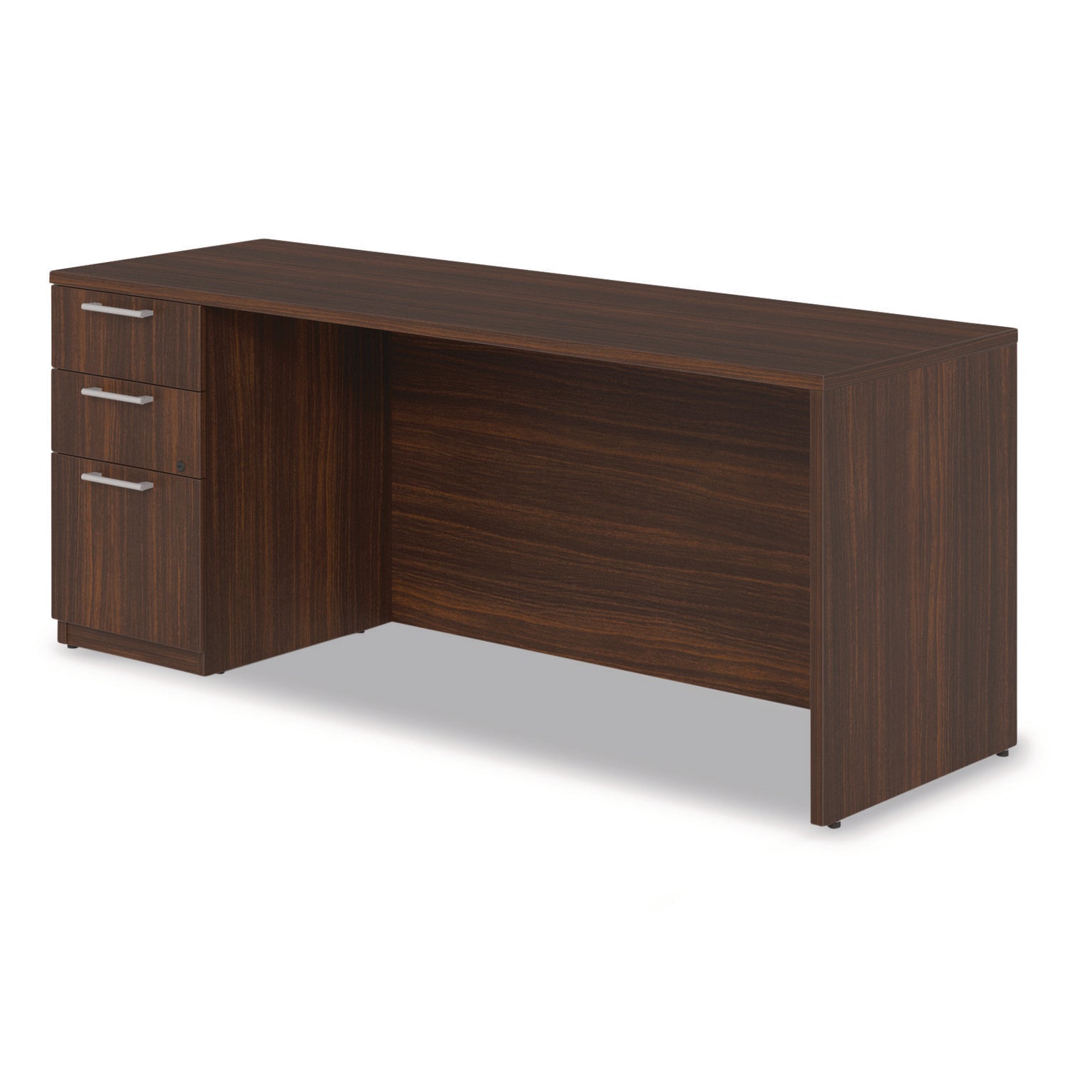 Alera® Alera Seville Series Credenza with Pedestal, Left Pedestal, 72w x 24d x 29h, Mahogany