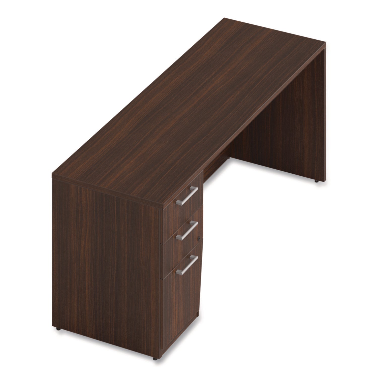 Alera® Alera Seville Series Credenza with Pedestal, Left Pedestal, 72w x 24d x 29h, Mahogany