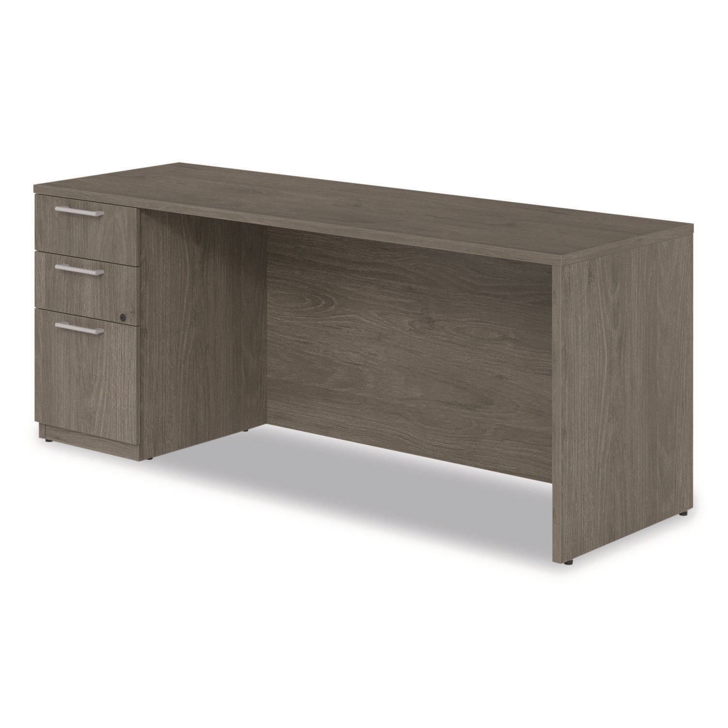 Alera® Alera Seville Series Credenza with Pedestal, Left Pedestal, 72w x 24d x 29h, Walnut