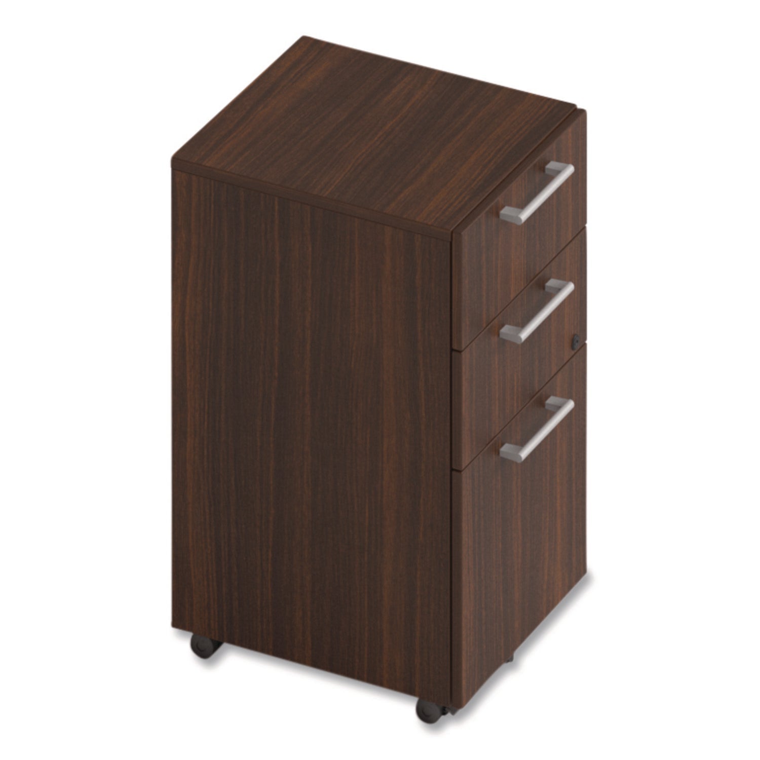 Alera® Alera Seville Series Mobile Pedestal, Left/Right, 3-Drawer: Box/Box/File, Legal, Mahogany, 15" x 18" x 27"