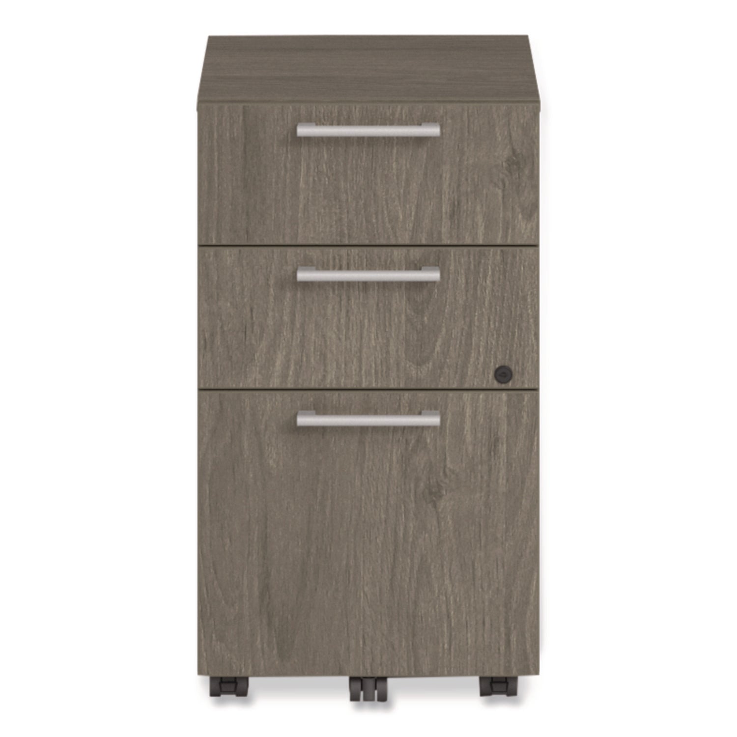 Alera® Alera Seville Series Mobile Pedestal, Left/Right, 3-Drawer: Box/Box/File, Legal, Walnut, 15" x 18" x 27"