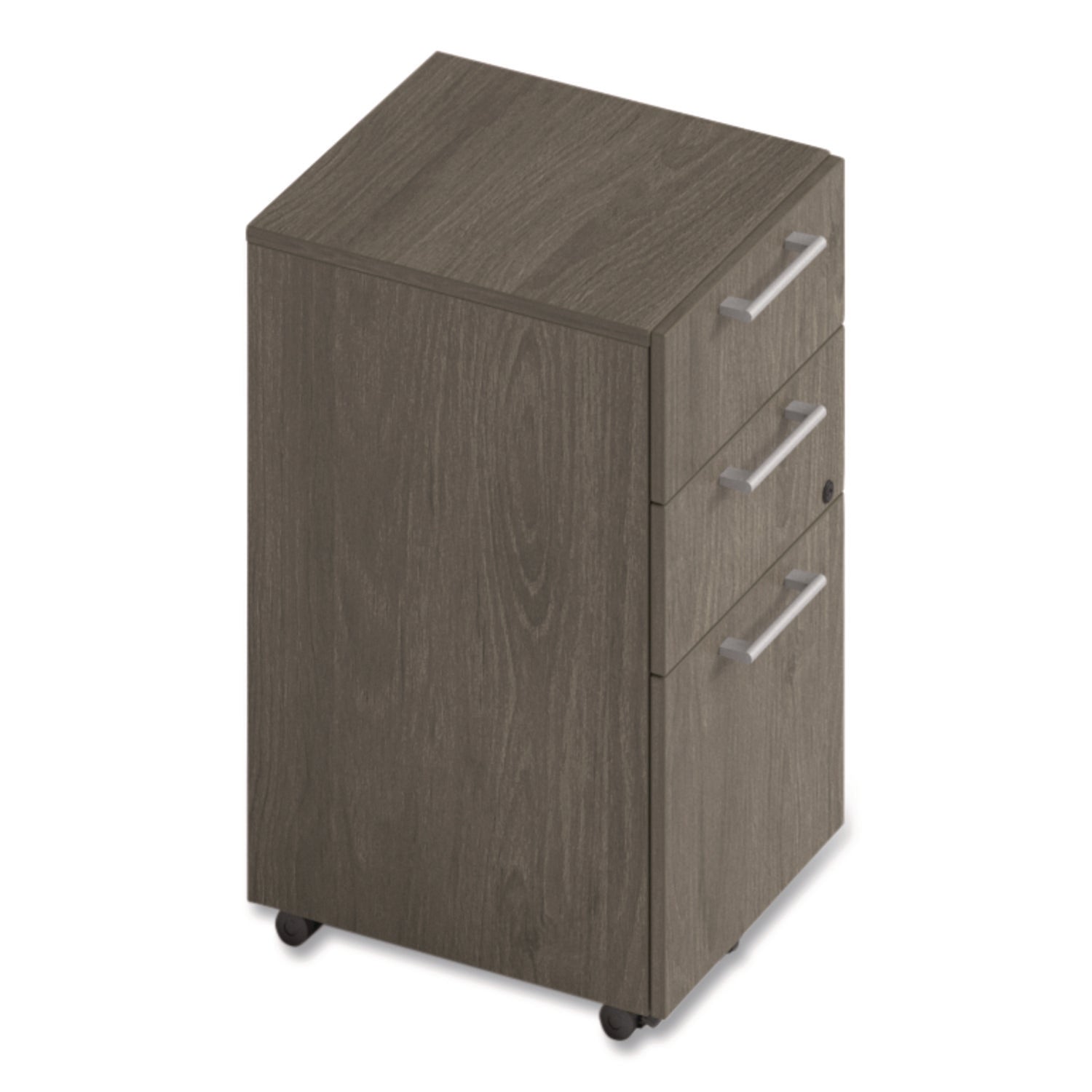 Alera® Alera Seville Series Mobile Pedestal, Left/Right, 3-Drawer: Box/Box/File, Legal, Walnut, 15" x 18" x 27"