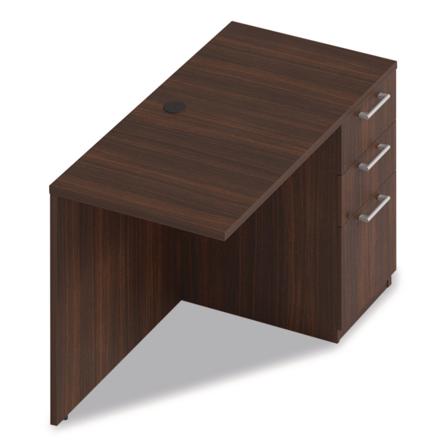 Alera® Seville Desk Return with Pedestal, Right, 48" x 24" x 29", Mahogany