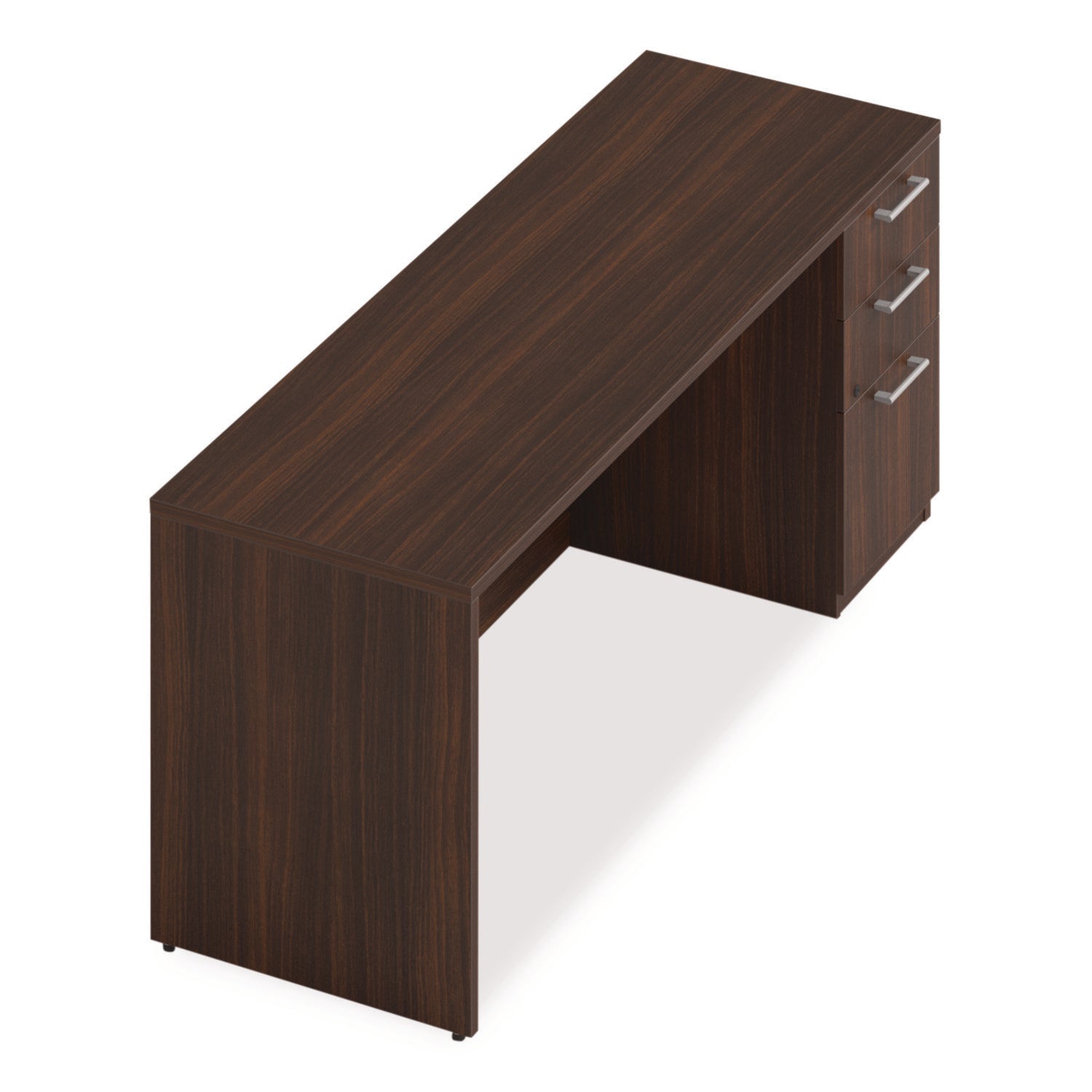 Alera® Alera Seville Series Credenza with Pedestal, Right Pedestal, 72w x 24d x 29h, Mahogany