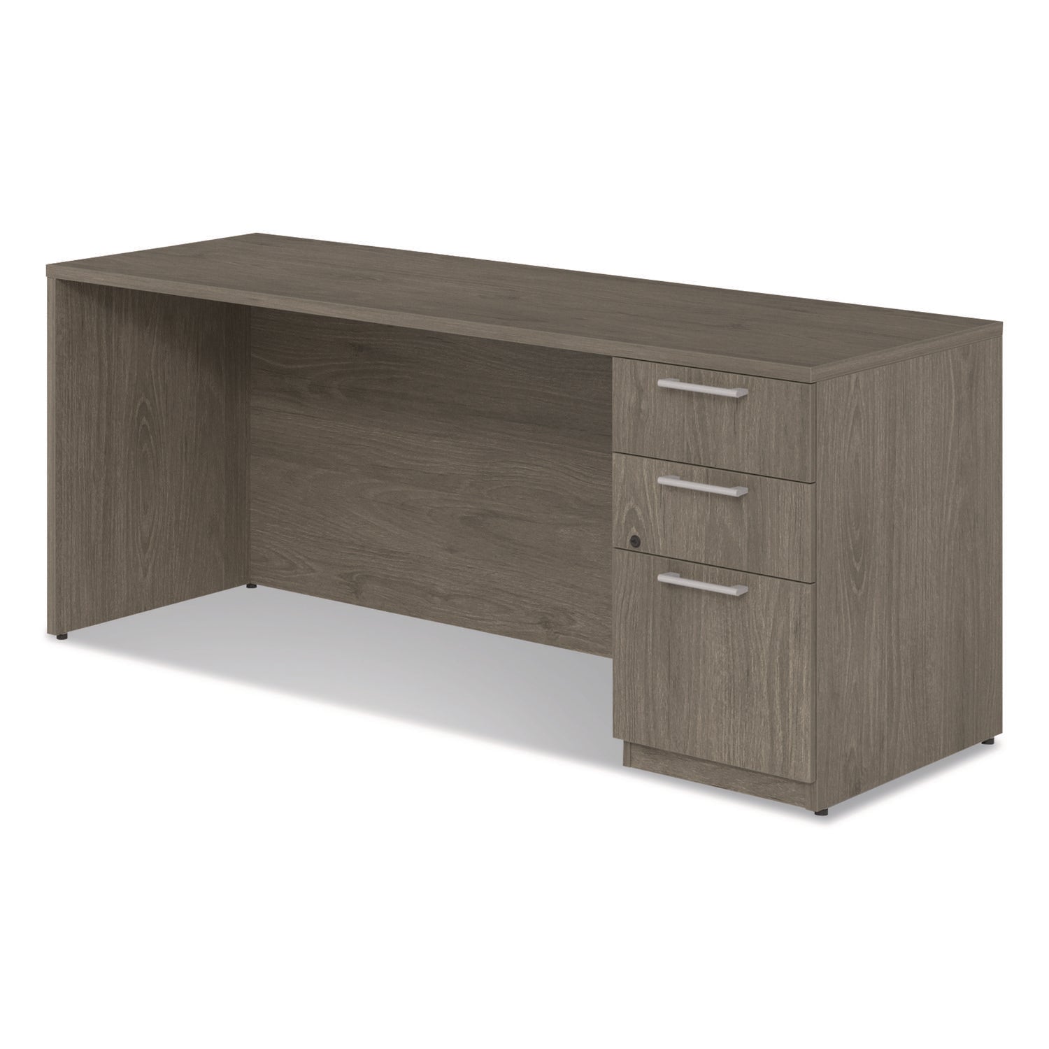 Alera® Alera Seville Series Credenza with Pedestal, Right Pedestal, 72w x 24d x 29h, Walnut