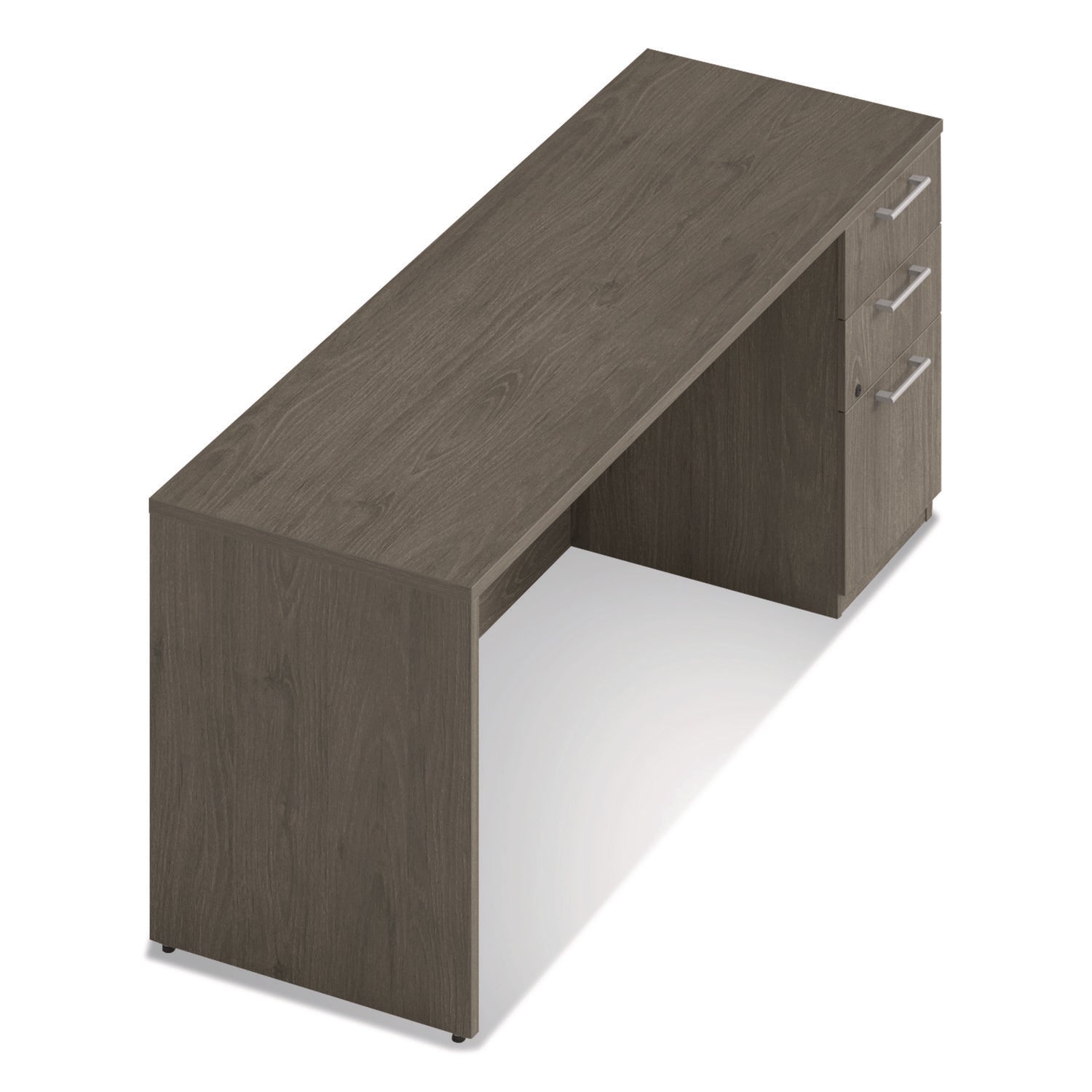 Alera® Alera Seville Series Credenza with Pedestal, Right Pedestal, 72w x 24d x 29h, Walnut