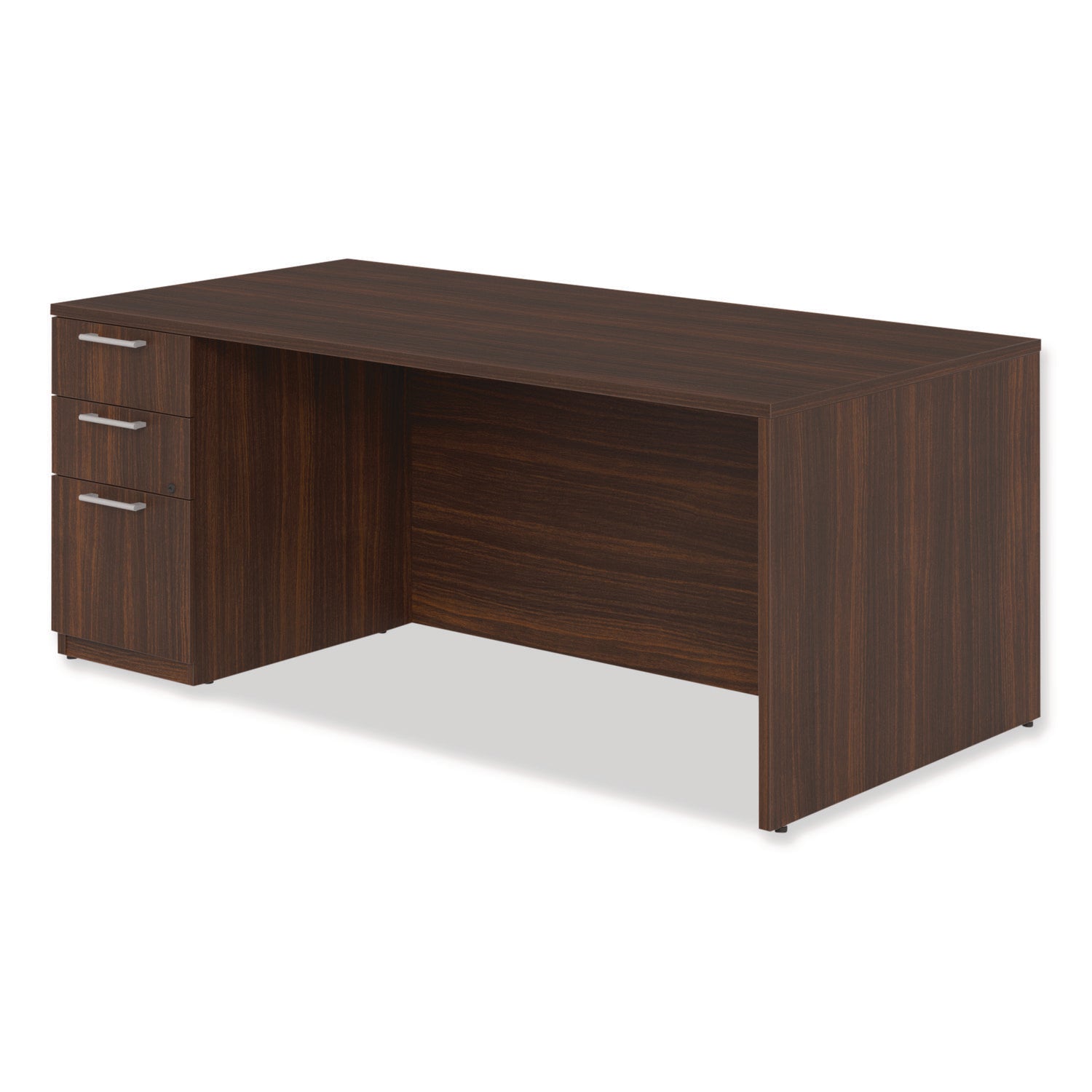 Alera® Alera Seville Series Single Pedestal Desk, Left Pedestal, 72" x 36" x 29", Mahogany