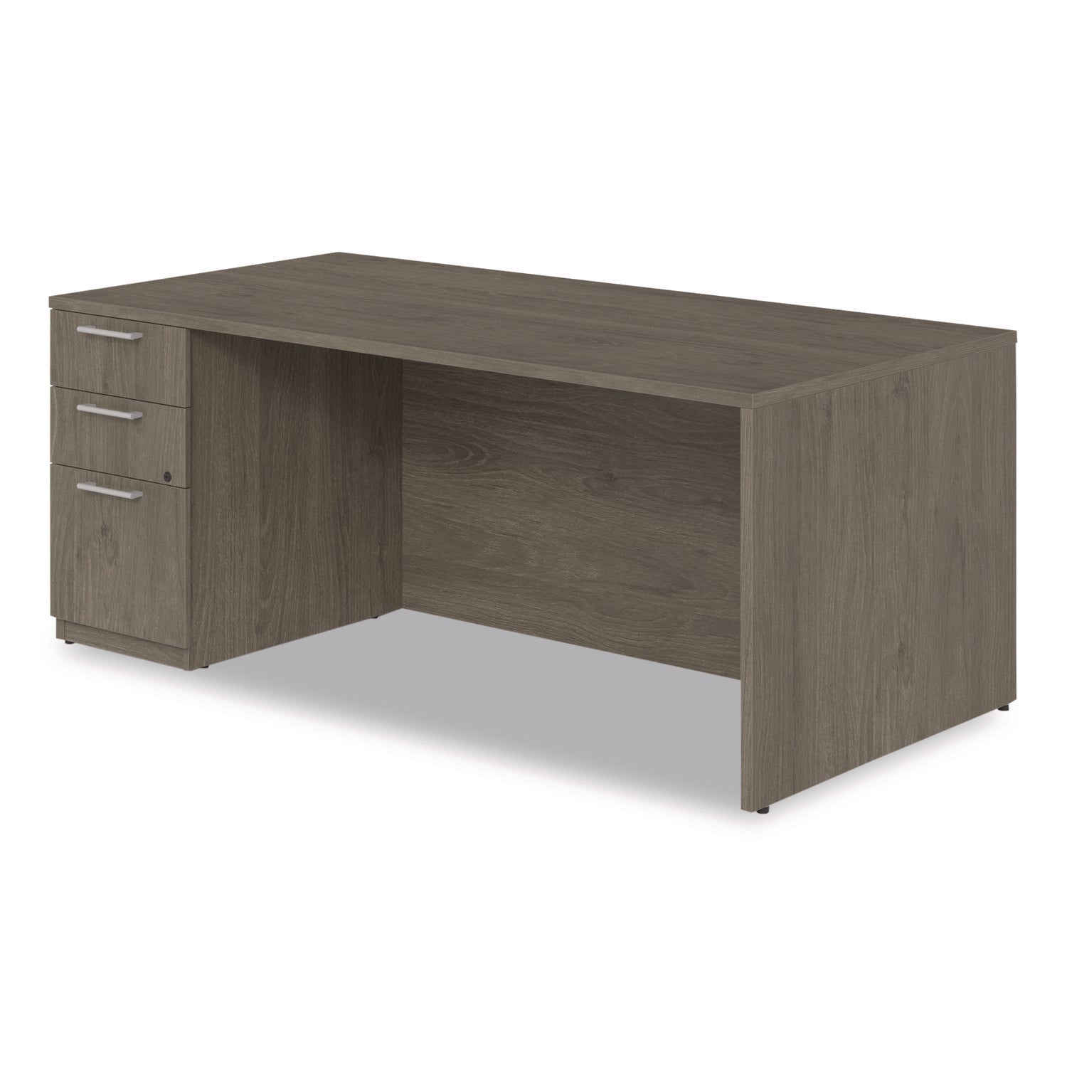 Alera® Alera Seville Series Single Pedestal Desk, Left Pedestal, 72" x 36" x 29", Walnut