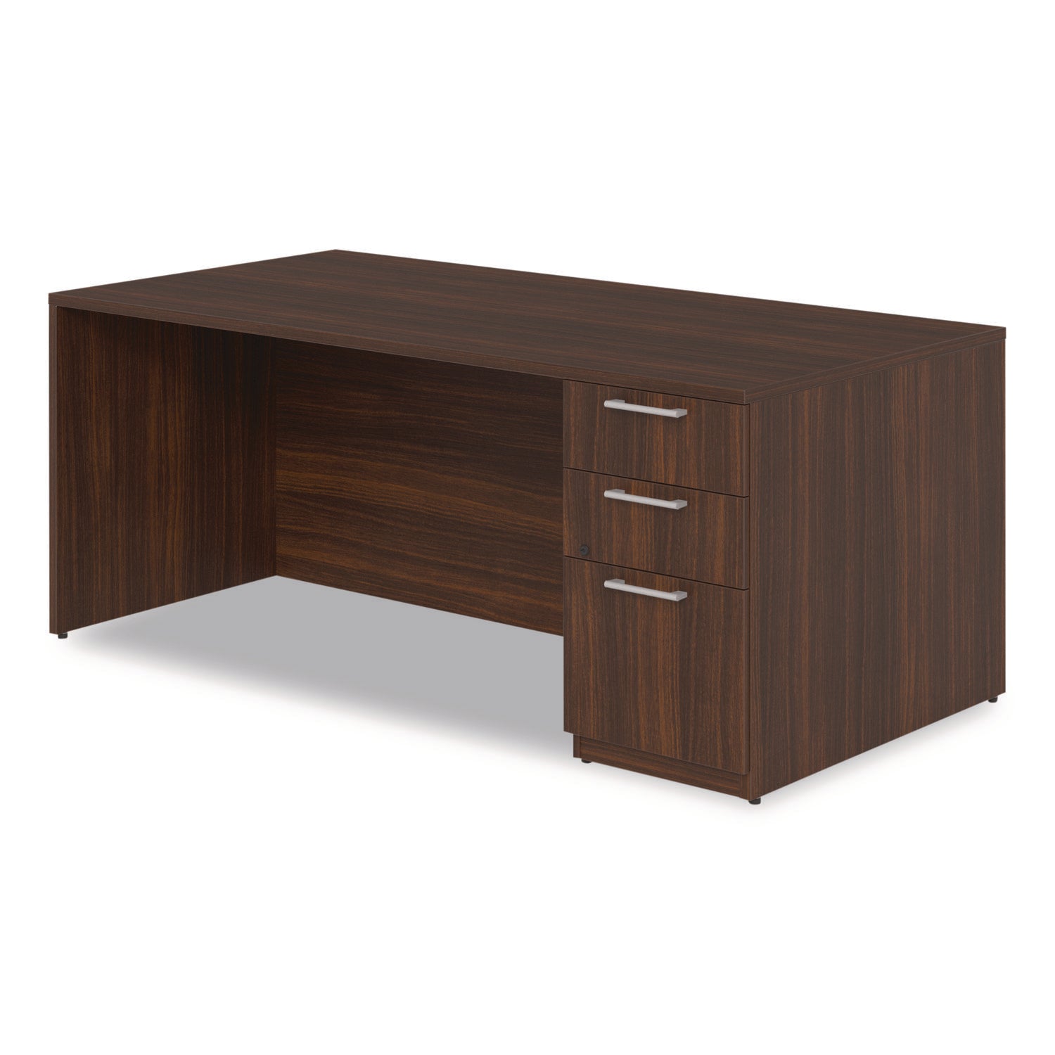 Alera® Alera Seville Series Single Pedestal Desk, Right Pedestal, 72" x 36" x 29", Mahogany