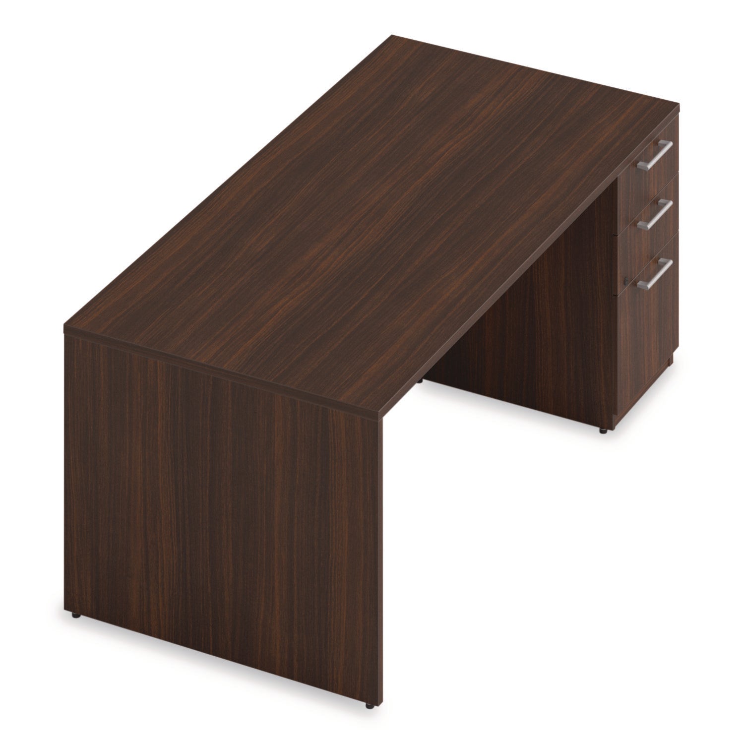 Alera® Alera Seville Series Single Pedestal Desk, Right Pedestal, 72" x 36" x 29", Mahogany