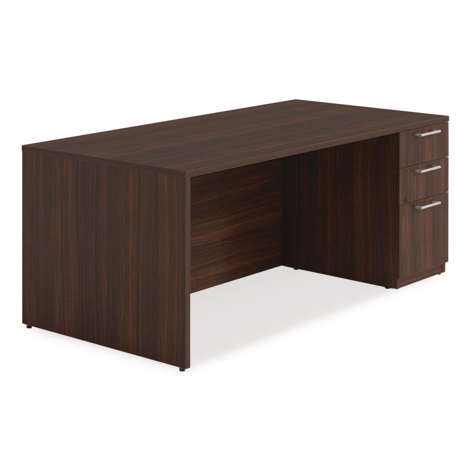 Alera® Alera Seville Series Single Pedestal Desk, Right Pedestal, 72" x 36" x 29", Mahogany