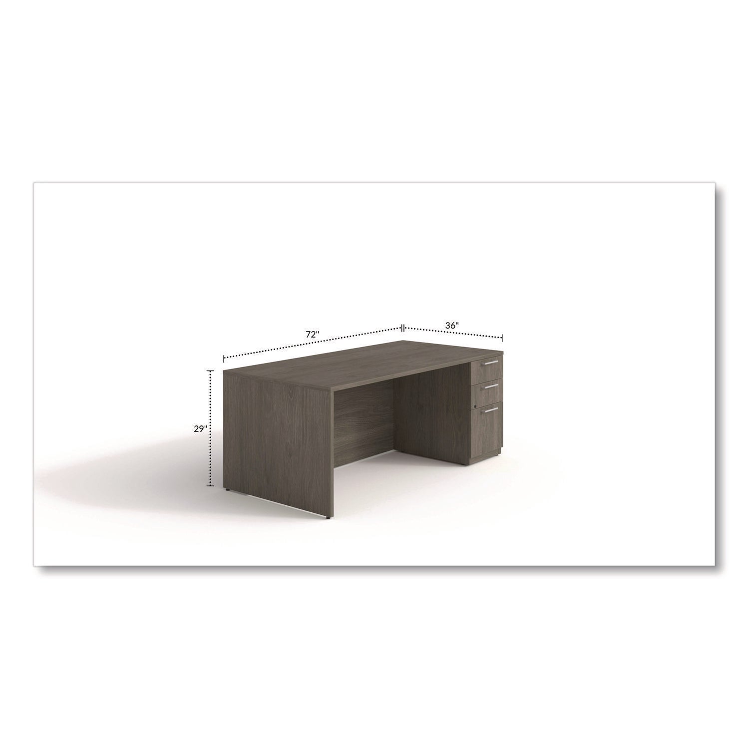 Alera® Alera Seville Series Single Pedestal Desk, Right Pedestal, 72" x 36" x 29", Walnut