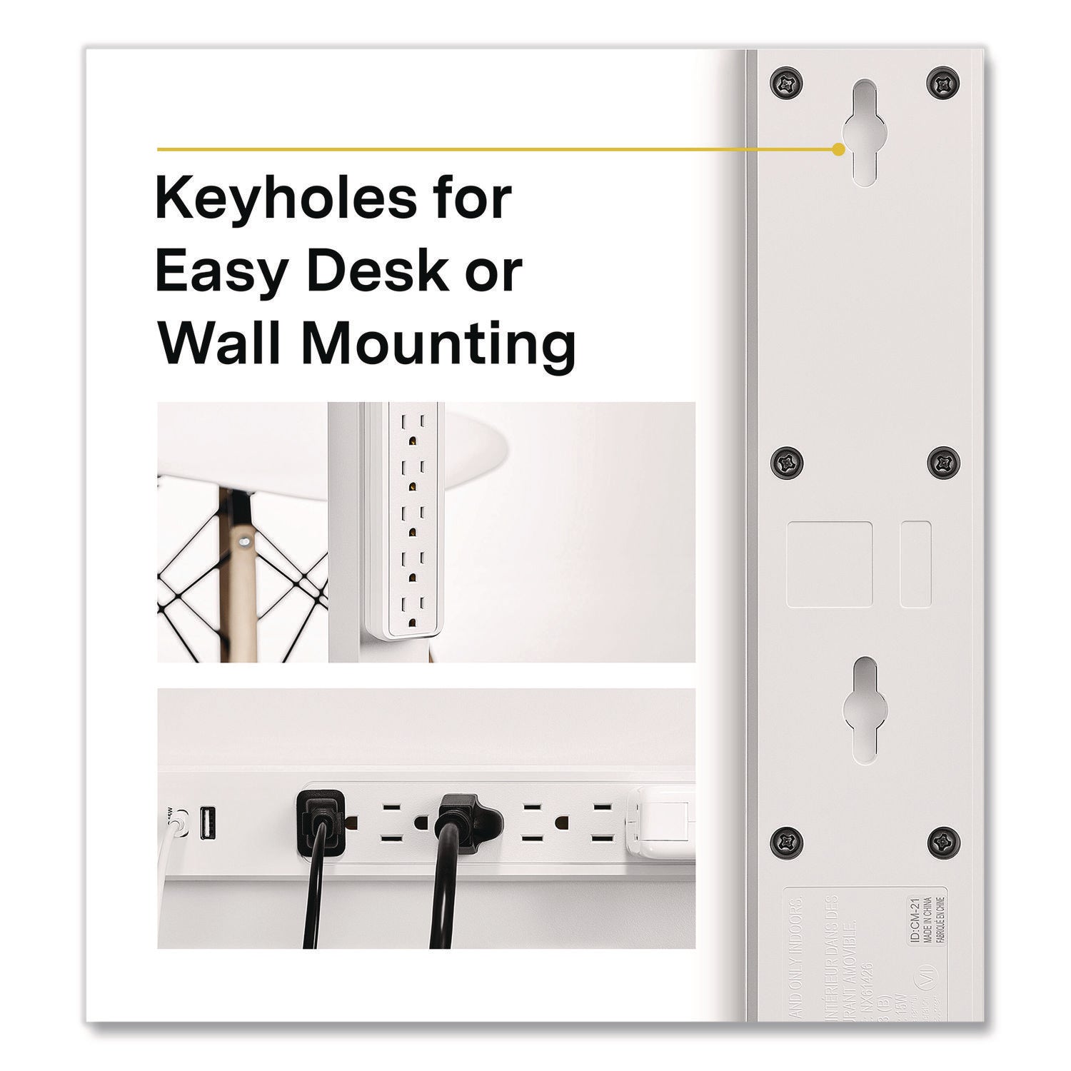 NXT Technologies™ 6-Outlet Plus USB Surge Protector, 6 AC Outlets/2 USB Outlets, 4 ft Cord, 1,500 J, White - Bloom Skins