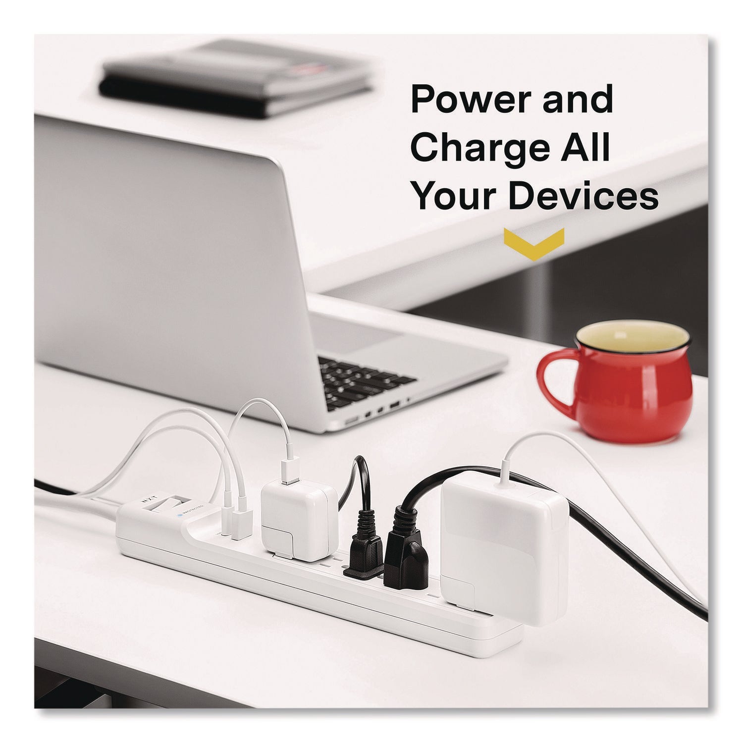 NXT Technologies™ 6-Outlet Plus USB Surge Protector, 6 AC Outlets/2 USB Outlets, 4 ft Cord, 1,500 J, White - Bloom Skins