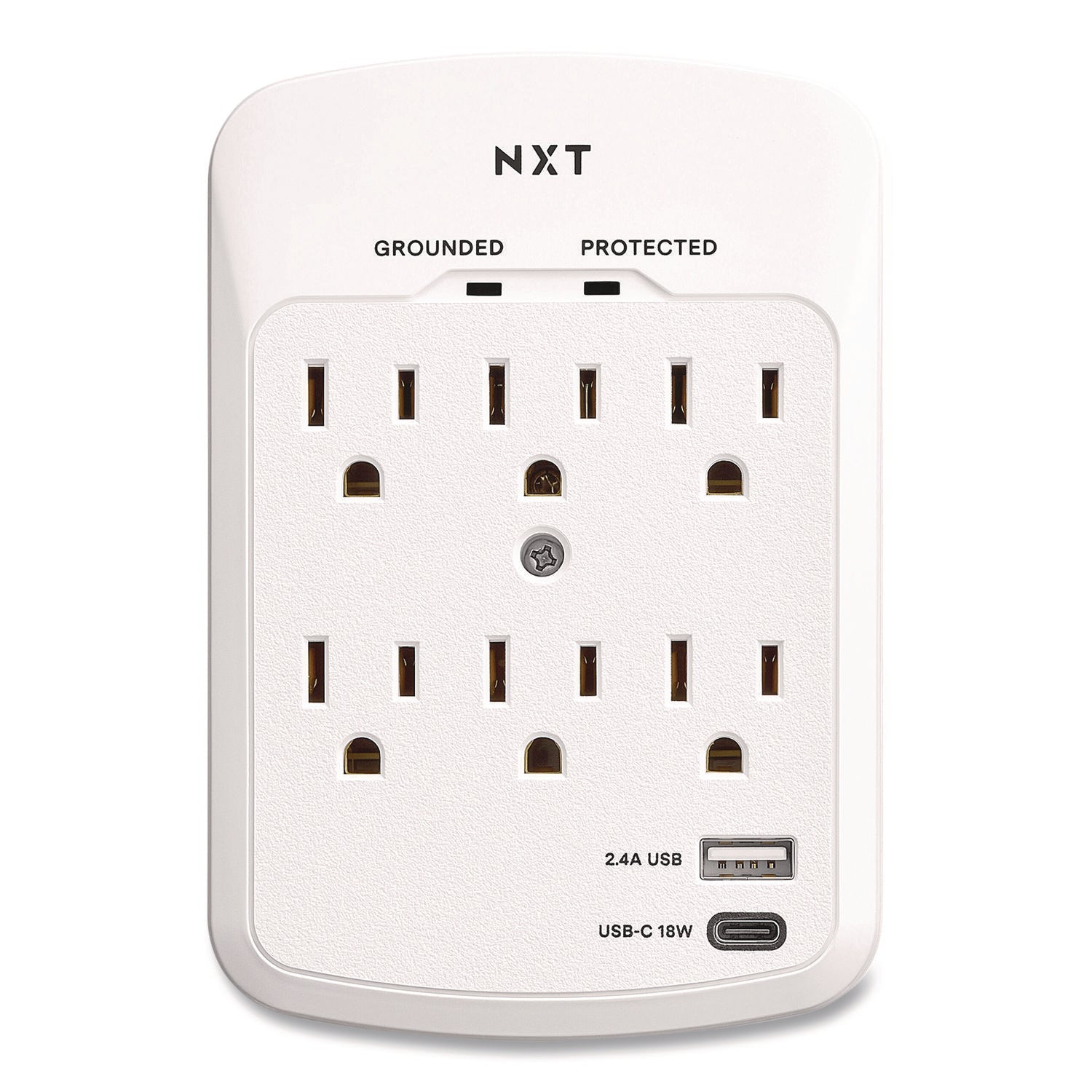 NXT Technologies™ 6-Outlet Plus USB Outlet Surge Protector, 6 AC Outlets/2 USB Outlets, 900 J, White