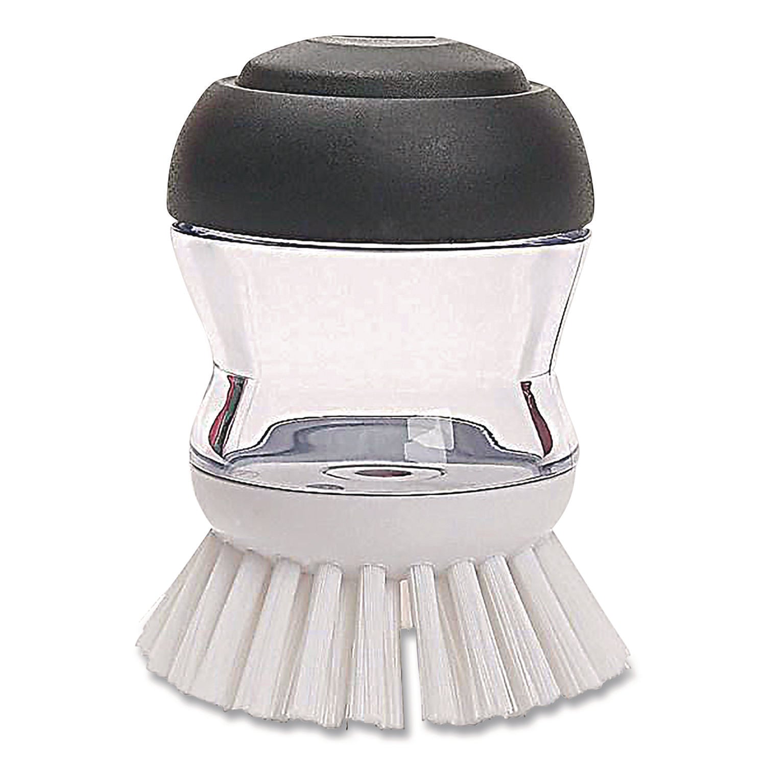 OXO Good Grips Soap Dispensing Palm Brush, Whie Nylon Bristles, 4" Brush, Clear/Black Handle