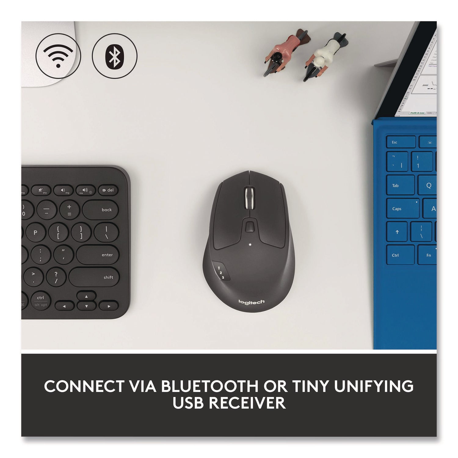 Logitech® M720 Triathlon Wireless Mouse, 2.4 GHz Frequency, 33 ft Wireless Range, Right Hand Use, Black