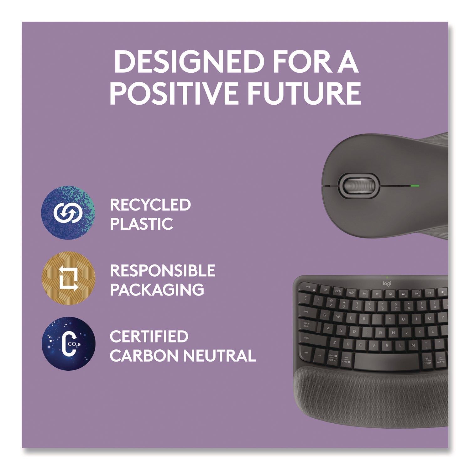 Logitech® Wave MK670 Wireless Ergonomic Keyboard and Signature M550L Mouse Combo, 2.4 GHz, Frequency/33 ft Wireless Range, Graphite