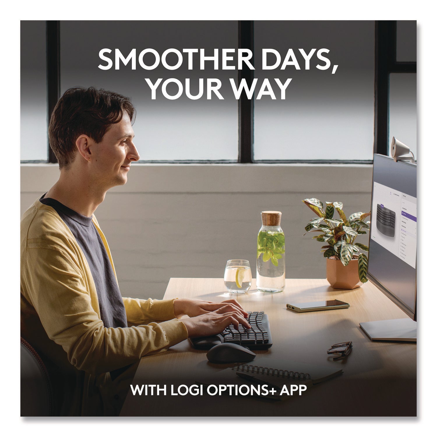 Logitech® Wave MK670 Wireless Ergonomic Keyboard and Signature M550L Mouse Combo, 2.4 GHz, Frequency/33 ft Wireless Range, Graphite