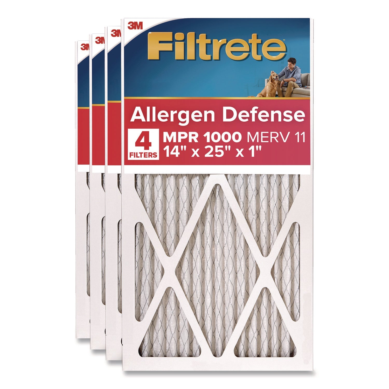 Filtrete™ Allergen Defense Air Filter, 12 x 25, 4/Carton - Bloom Skins