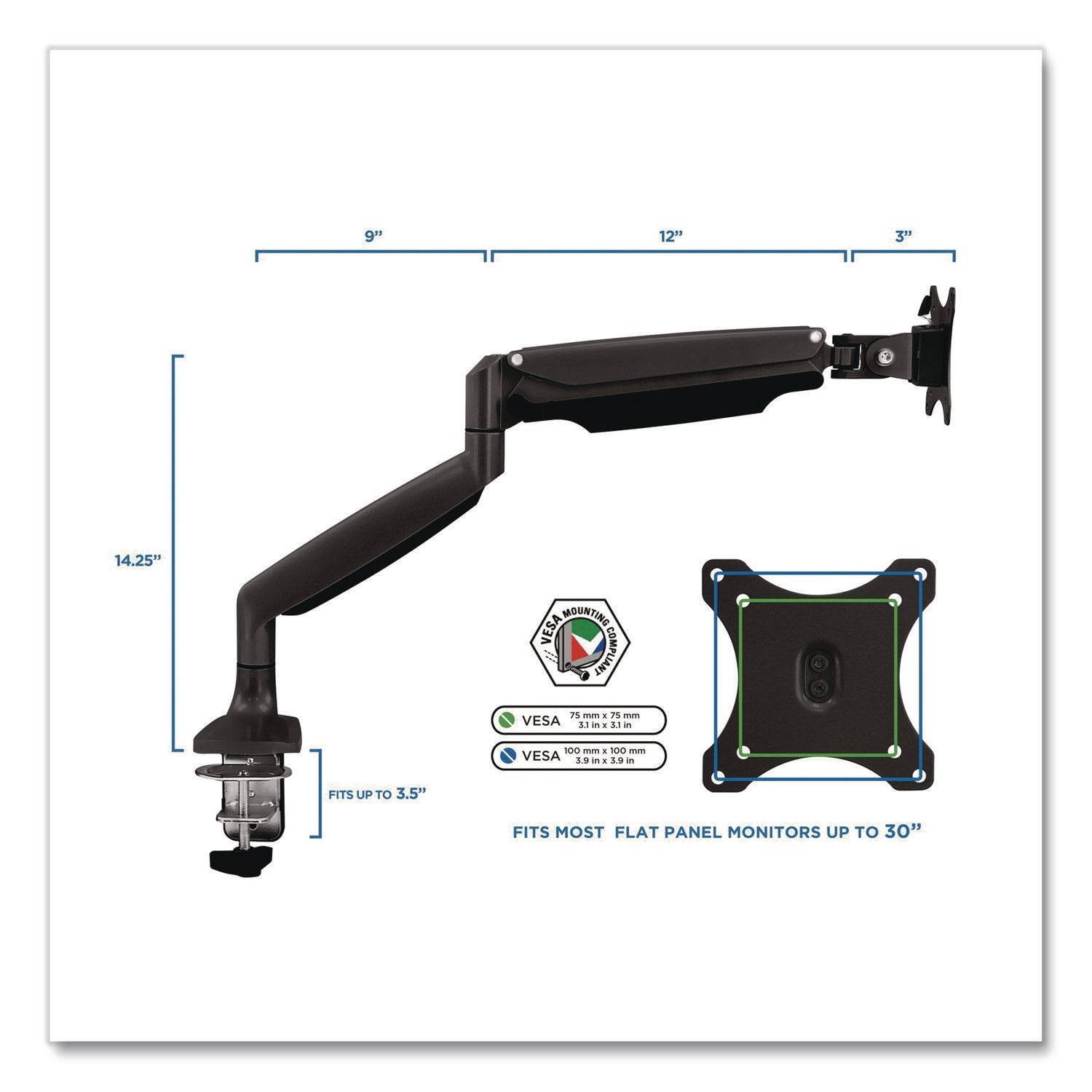 MOUNT-IT! Single Monitor Gas-Spring Mounting Arm, For 13" to 32" Monitors, 360 Degree Rotation, +/-45 Degree Tilt, Black, Supports 20lb - Bloom Skins