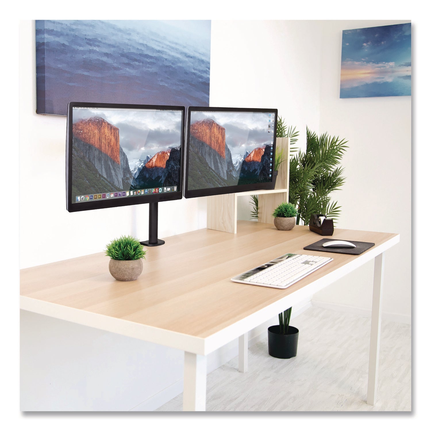 MOUNT-IT! Full Motion Dual Monitor Desktop Mount, For 17" to 27" Monitors, 360 Degree Rotation, +/-90 Degree Tilt, Black, Supports 22lb