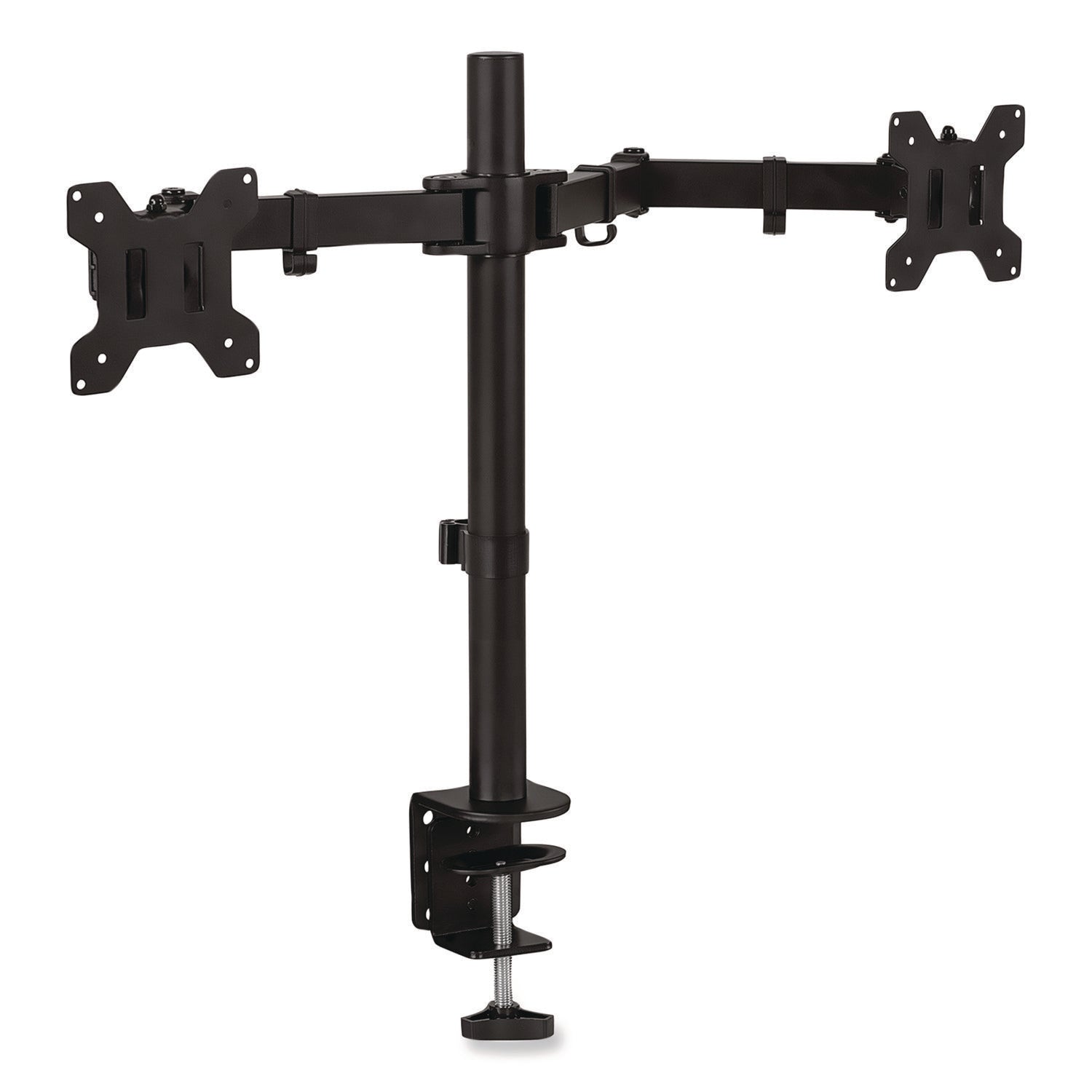 MOUNT-IT! Full Motion Dual Monitor Desktop Mount, For 17" to 27" Monitors, 360 Degree Rotation, +/-90 Degree Tilt, Black, Supports 22lb