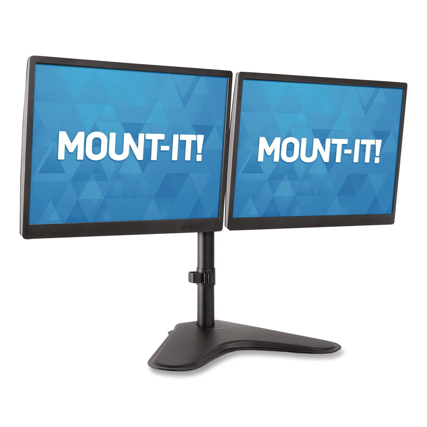 MOUNT-IT! Dual Monitor Desk Stand, For 19" to 32" Monitors, 36.4" x 11" x 18.3", Black, Supports 17.6 lb