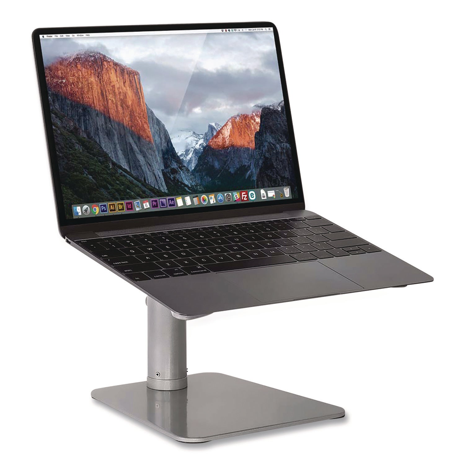 MOUNT-IT! Adjustable Height Laptop Riser, 10" x 10.5" Platform, Silver/Black, Supports Up to 33 lbs